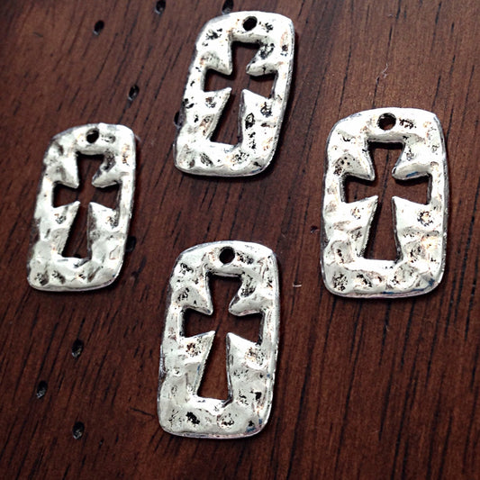 Bulk 20 Cross Charms, Antique Silver Charms, Silver Cross Charms, Inside Cross Charms, Double Sided Cross Charms, Findings