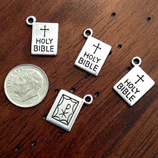 40pcs, Bible Charms, Antique Silver Bible Charms, Silver Bible Charms, Holy Bible Charms, Armor of God Charms, Book Charms, Findings