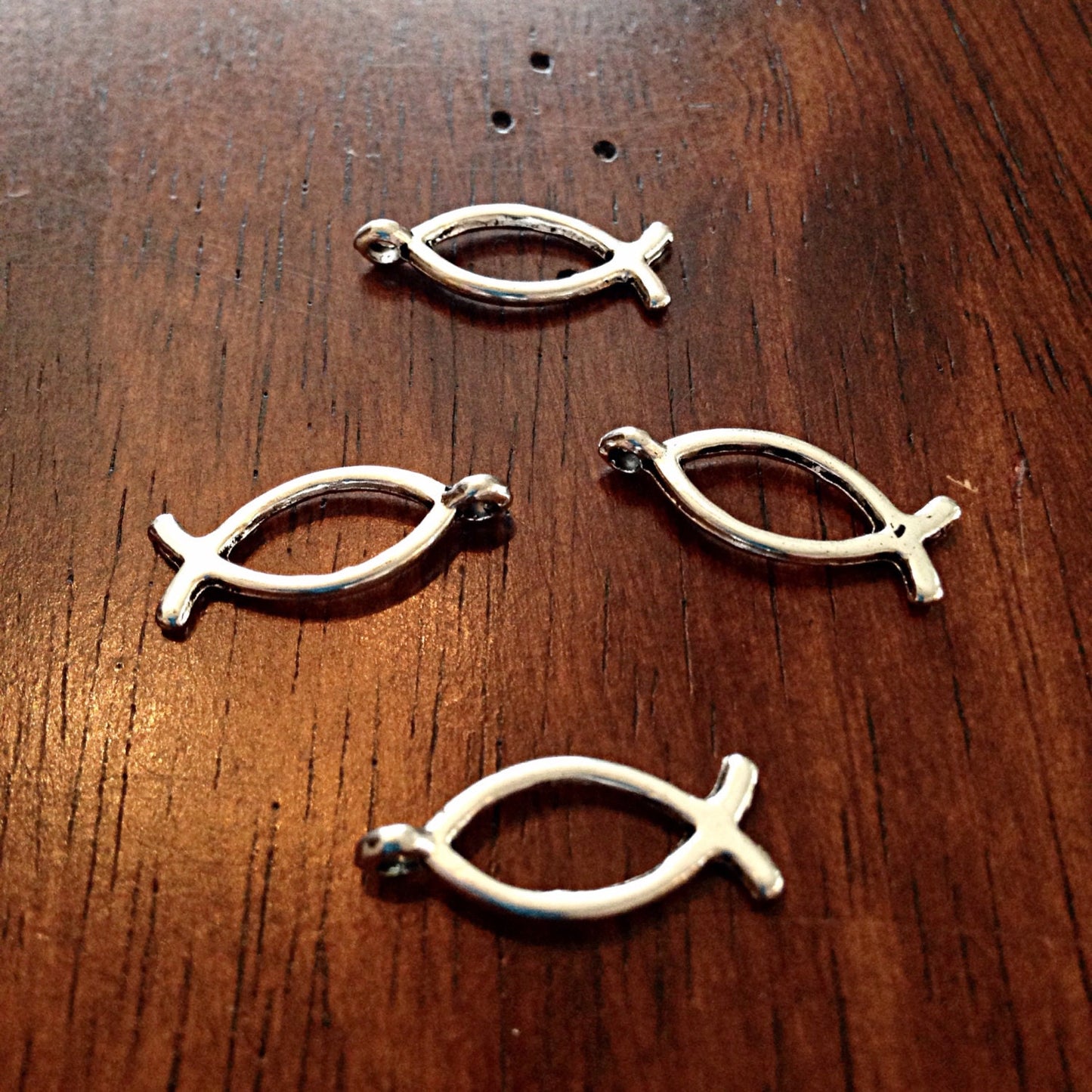 25pcs, Fish Charms, Antique Silver Charms, Jesus Charms, Fish Symbol Charms, Ribbon Charms, Hope Charms, Christian Charms, Findings