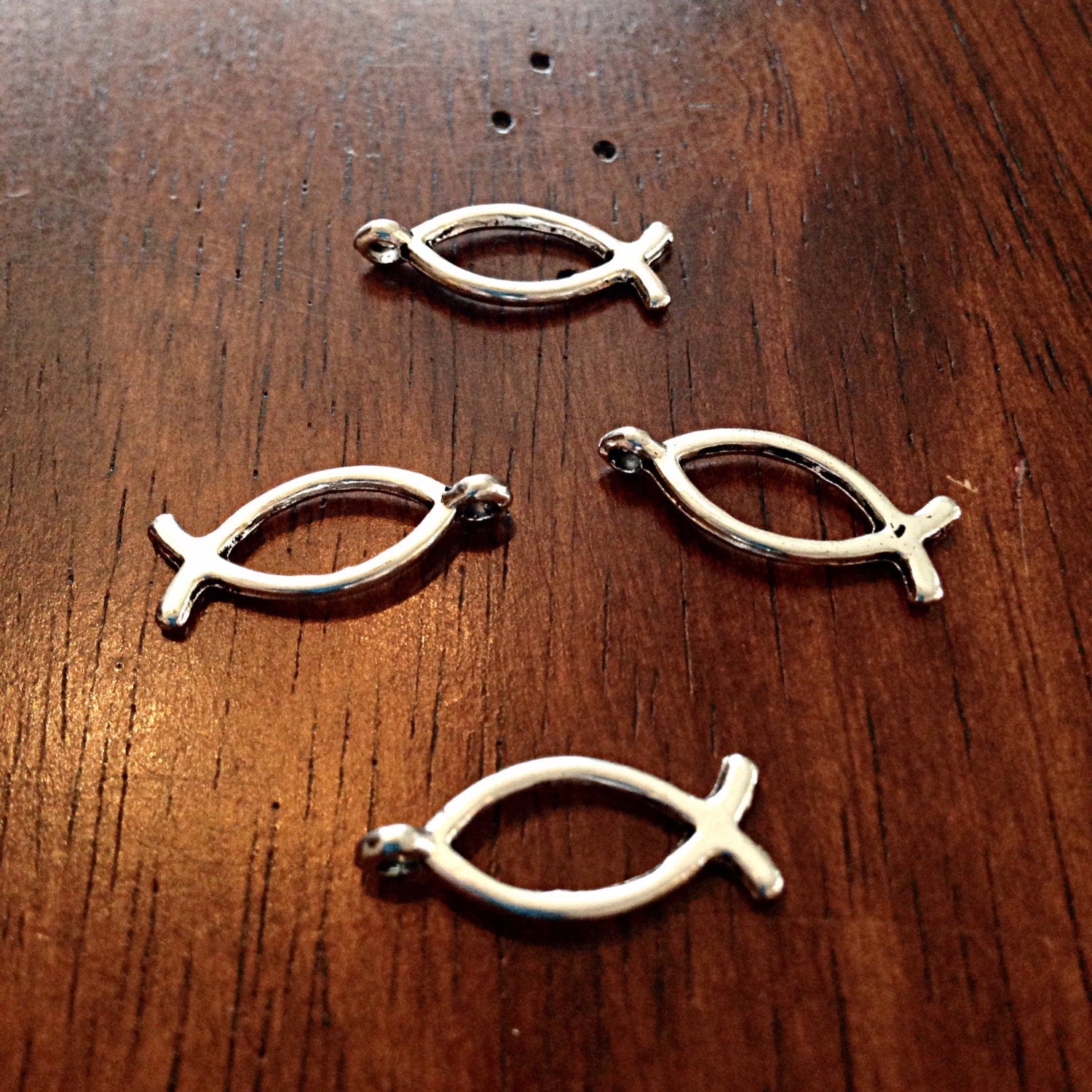 25pcs, Fish Charms, Antique Silver Charms, Jesus Charms, Fish Symbol Charms, Ribbon Charms, Hope Charms, Christian Charms, Findings