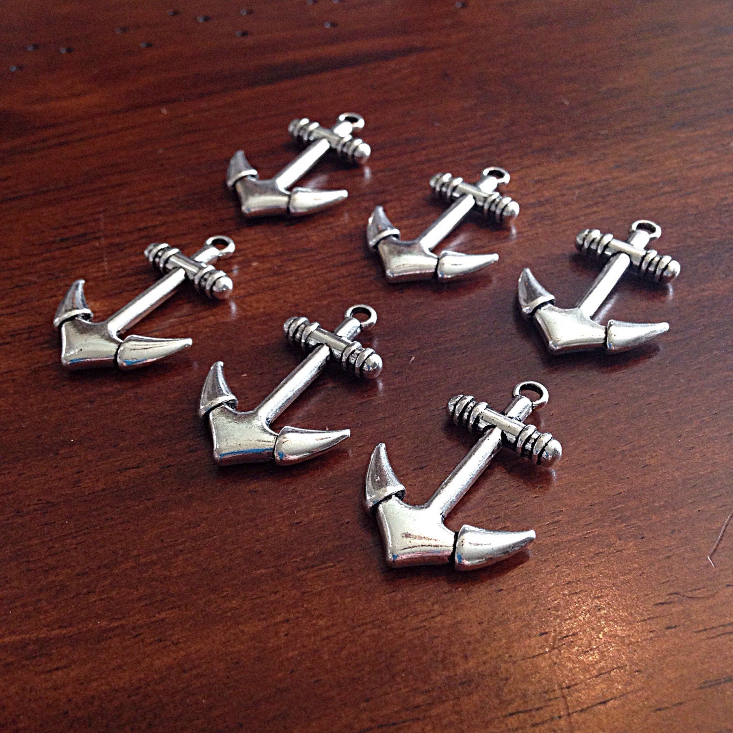 Bulk 20 Anchor Charms, Antique Silver Charms, Silver Anchor Charms, Double Sided Anchor Charms, Findings, Jewelry and Craft Supplies