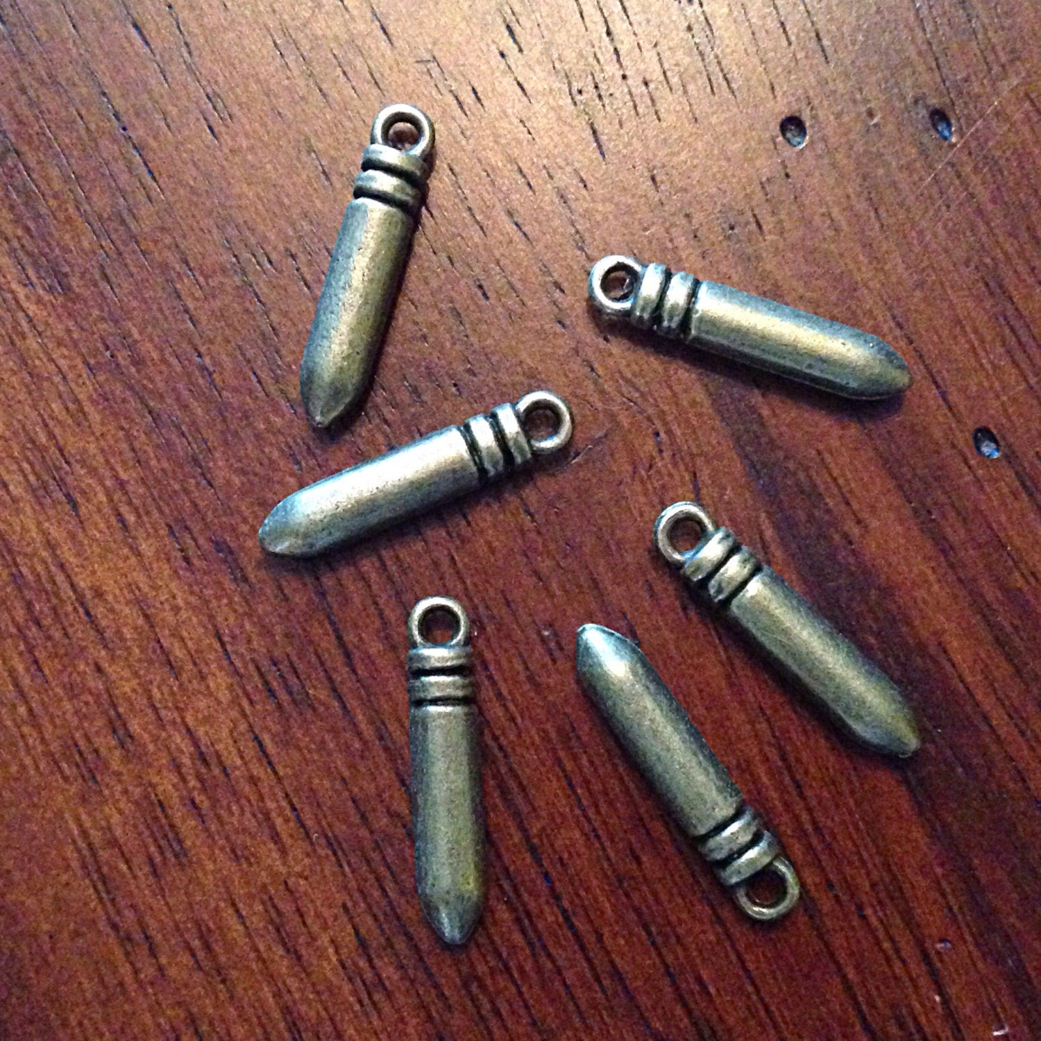 8 Bronze Bullet Charms, Antique Bronze Charms, Bullets, Bronze Bullets, Bullet Charms, Bullet Pendants, Craft and Jewelry Supplies, Findings