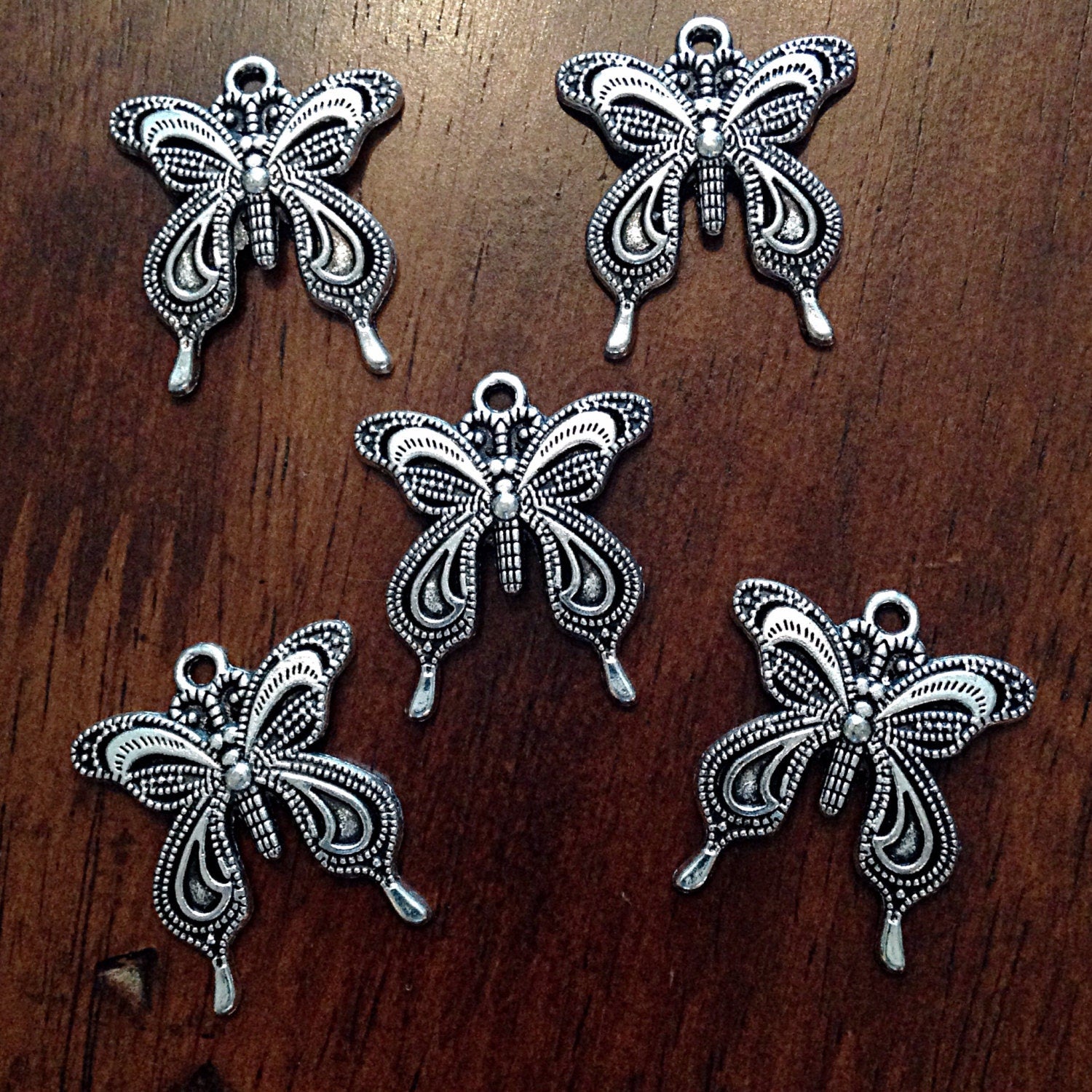 10 Butterfly Charms, Antique Silver Charms, Filigree Butterfly Charms, Butterflies, Dragonfly Charms, Craft and Jewelry Supplies, Findings
