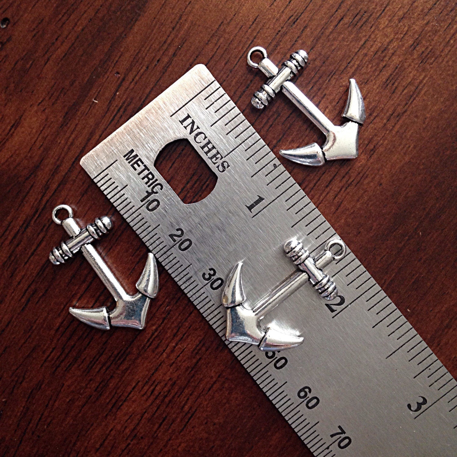 Bulk 20 Anchor Charms, Antique Silver Charms, Silver Anchor Charms, Double Sided Anchor Charms, Findings, Jewelry and Craft Supplies