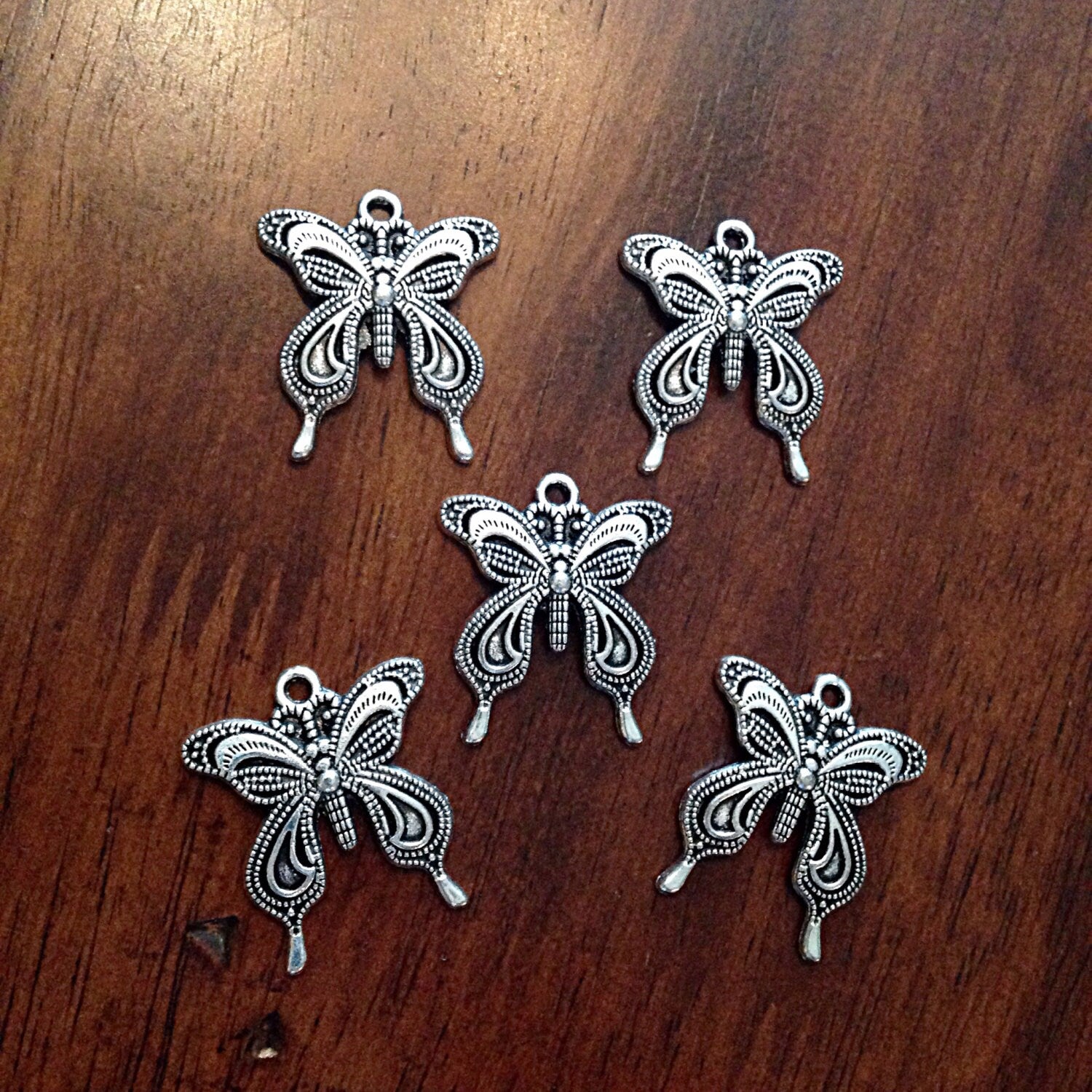 10 Butterfly Charms, Antique Silver Charms, Filigree Butterfly Charms, Butterflies, Dragonfly Charms, Craft and Jewelry Supplies, Findings