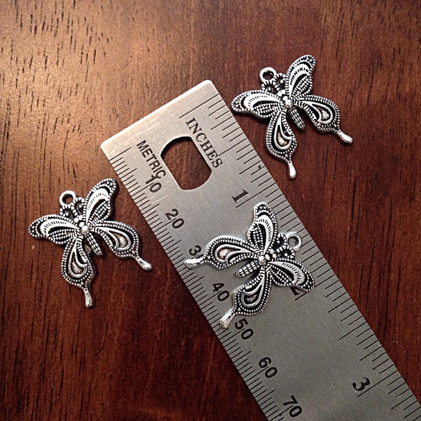 10 Butterfly Charms, Antique Silver Charms, Filigree Butterfly Charms, Butterflies, Dragonfly Charms, Craft and Jewelry Supplies, Findings