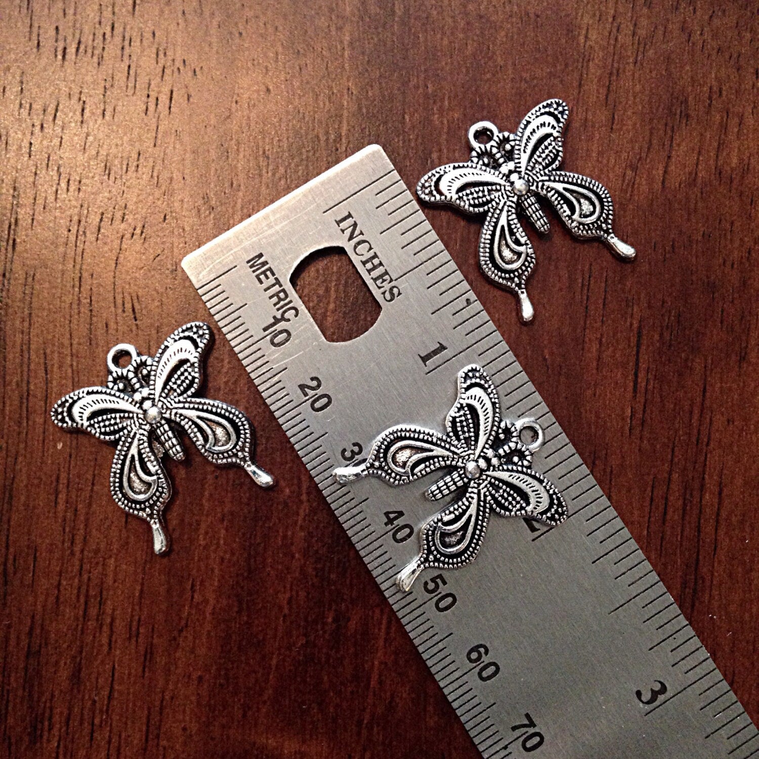 10 Butterfly Charms, Antique Silver Charms, Filigree Butterfly Charms, Butterflies, Dragonfly Charms, Craft and Jewelry Supplies, Findings