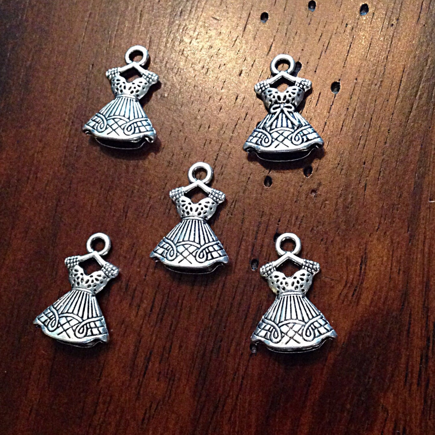 10pcs, Dress Charms, Antique Silver Charms, Silver Dress Charms, 3D Dress Charms, Ball Gown Charms, Double Sides Dress Charms, Findings