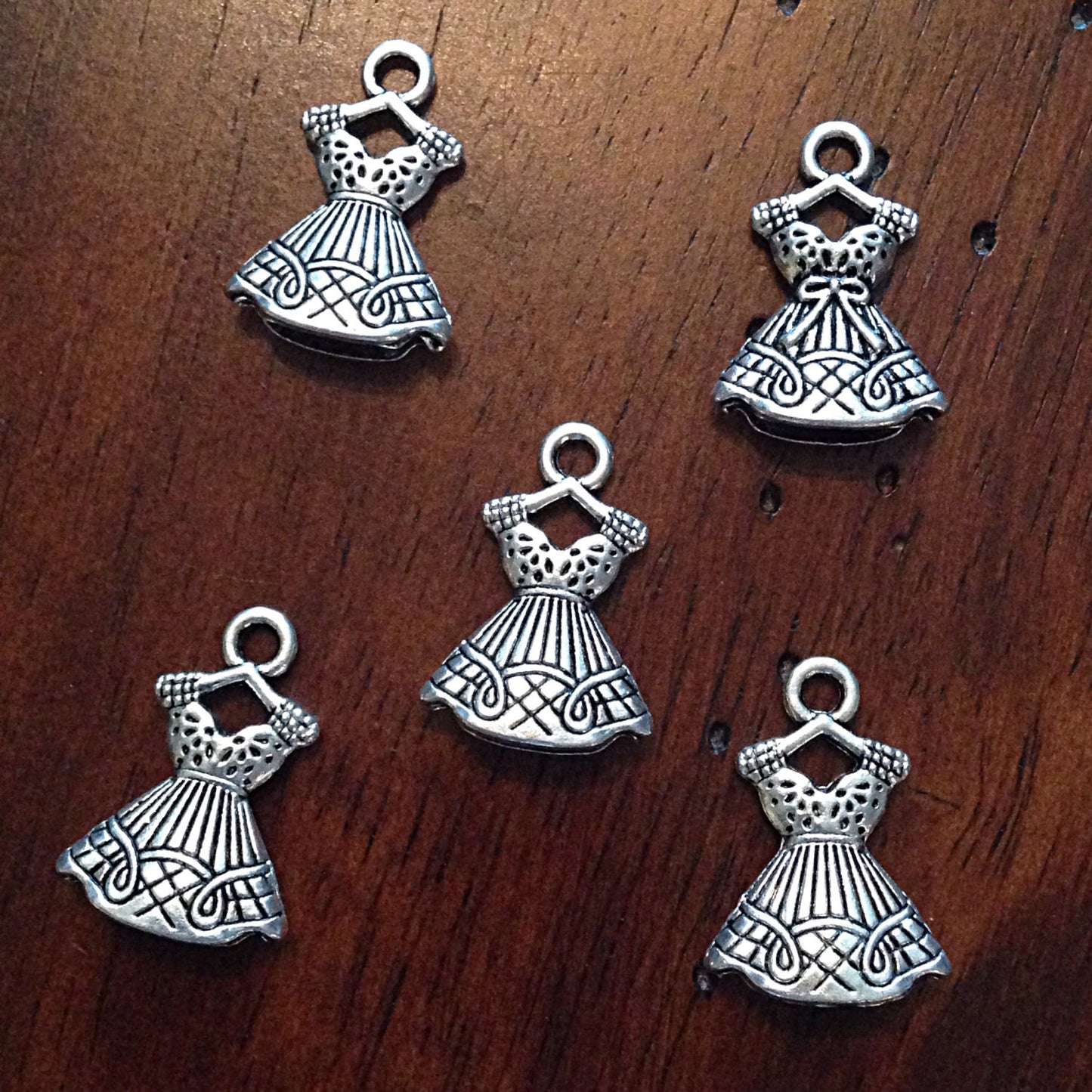 10pcs, Dress Charms, Antique Silver Charms, Silver Dress Charms, 3D Dress Charms, Ball Gown Charms, Double Sides Dress Charms, Findings