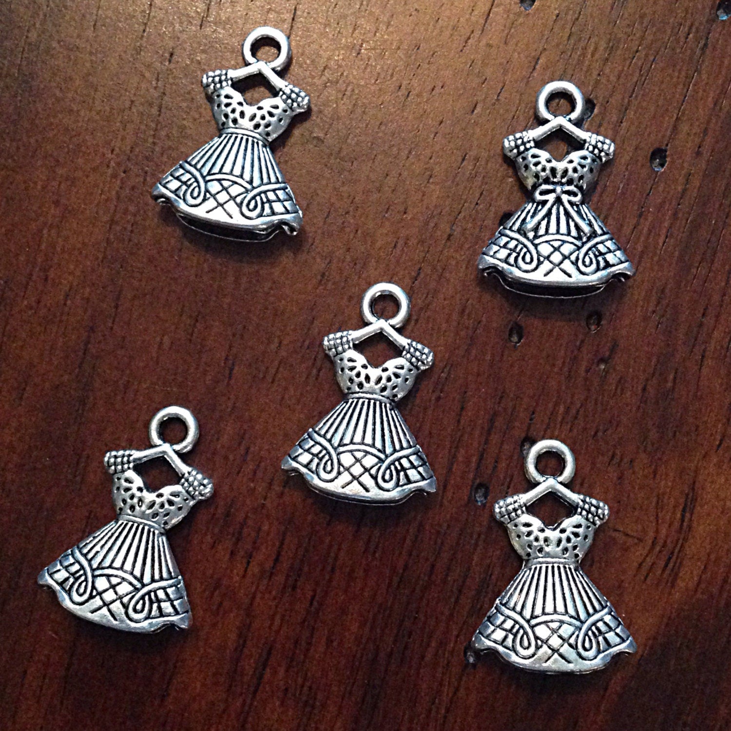 10pcs, Dress Charms, Antique Silver Charms, Silver Dress Charms, 3D Dress Charms, Ball Gown Charms, Double Sides Dress Charms, Findings