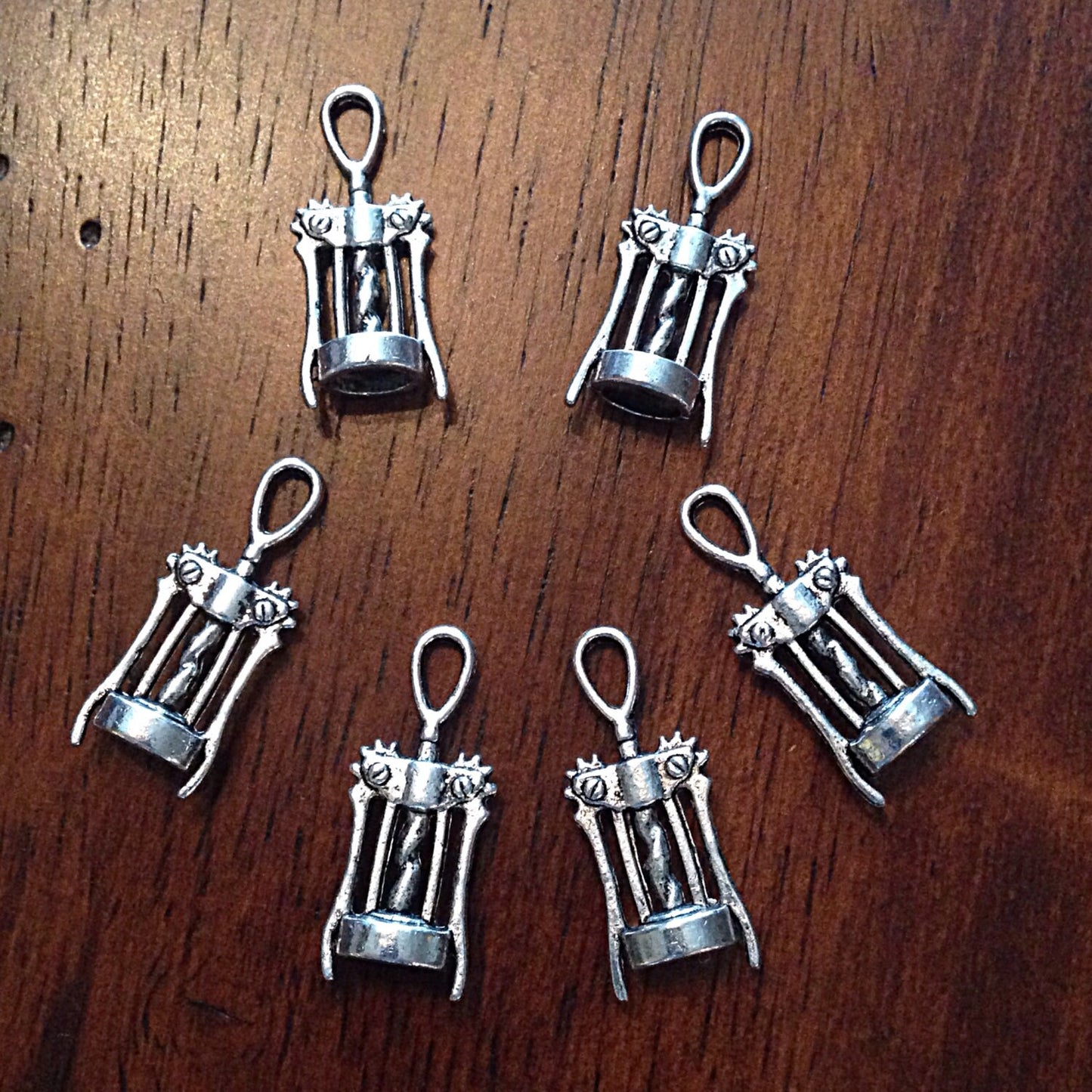 BULK 15 Wine Bottle Opener, Antique Silver Charms, Wine Bottle Opener Charms, Wineglass Charms, Findings, Jewelry and Craft Supplies,