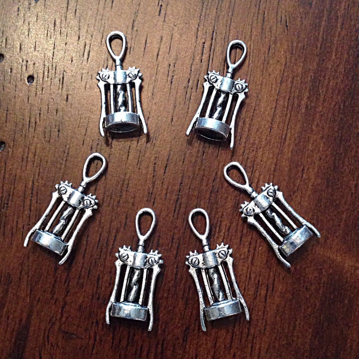 BULK 15 Wine Bottle Opener, Antique Silver Charms, Wine Bottle Opener Charms, Wineglass Charms, Findings, Jewelry and Craft Supplies,