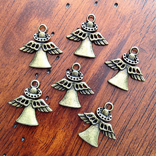 Bulk 20 pcs, Antique Bronze Charms, Angel Charms, Christian Charms, Angels, Bronze Angel Pendants, Craft and Jewelry Supplies, Findings