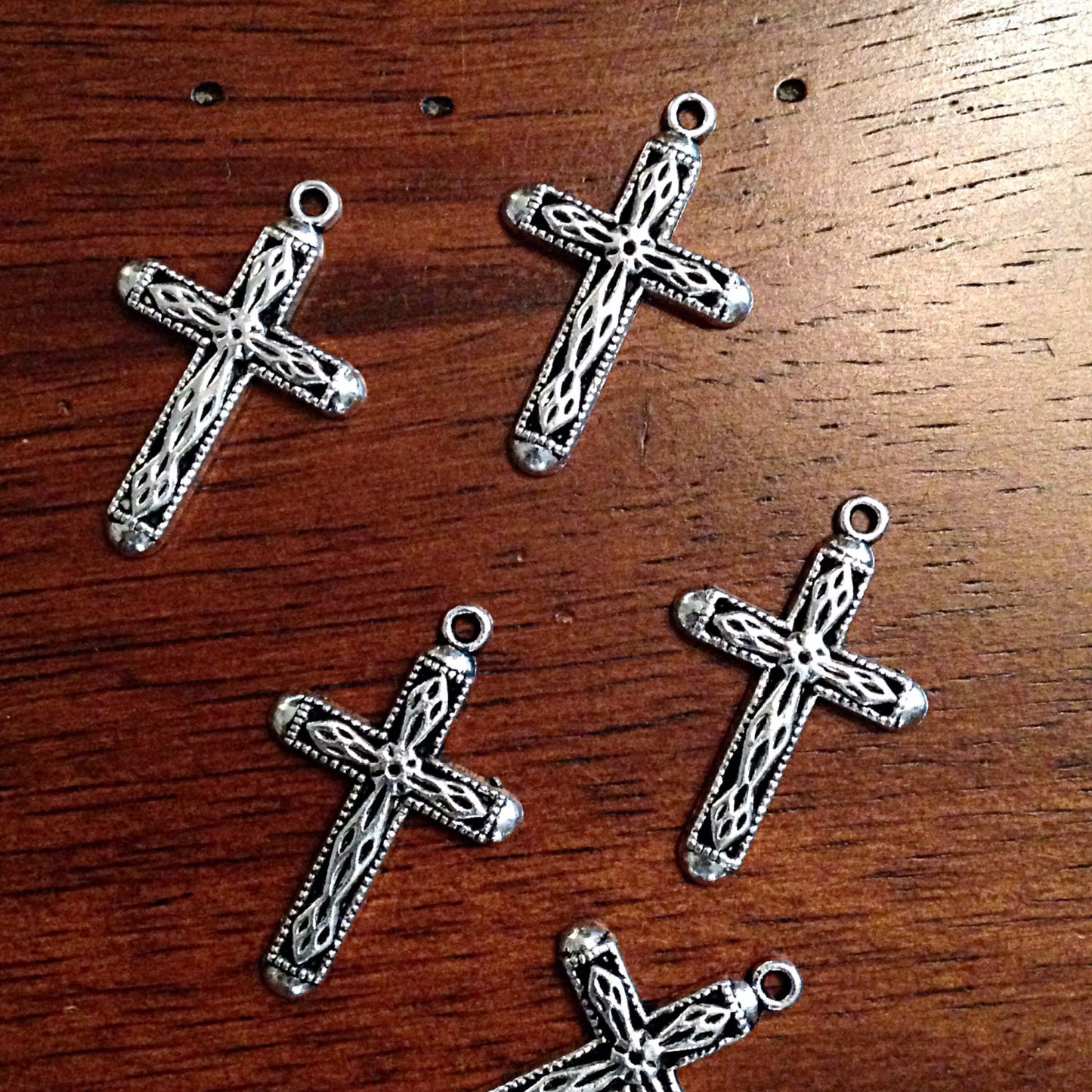 10 Antique Silver Charms, Silver Cross Charms, Jewelry Charms, Craft Supplies, Jewelry Supplies, Alloy Metal, Loose Charm, Findings