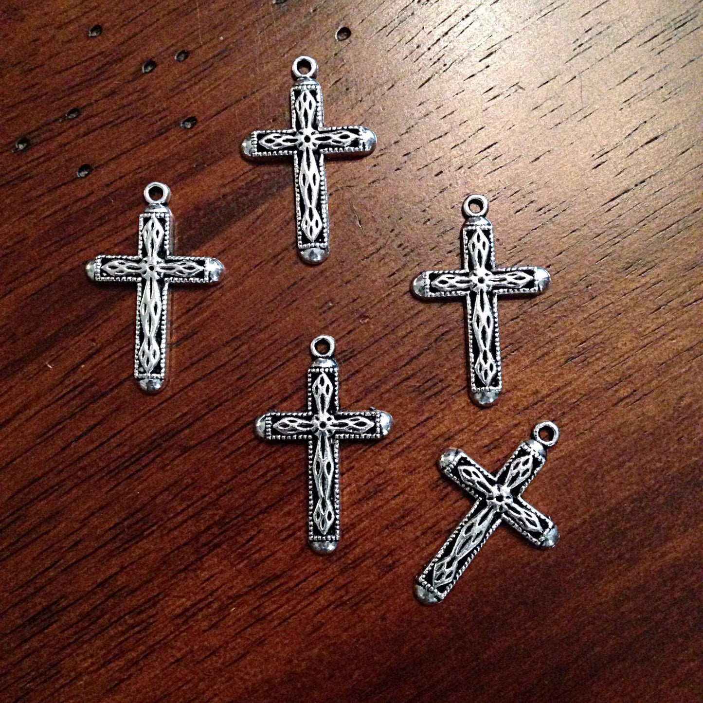 10 Antique Silver Charms, Silver Cross Charms, Jewelry Charms, Craft Supplies, Jewelry Supplies, Alloy Metal, Loose Charm, Findings