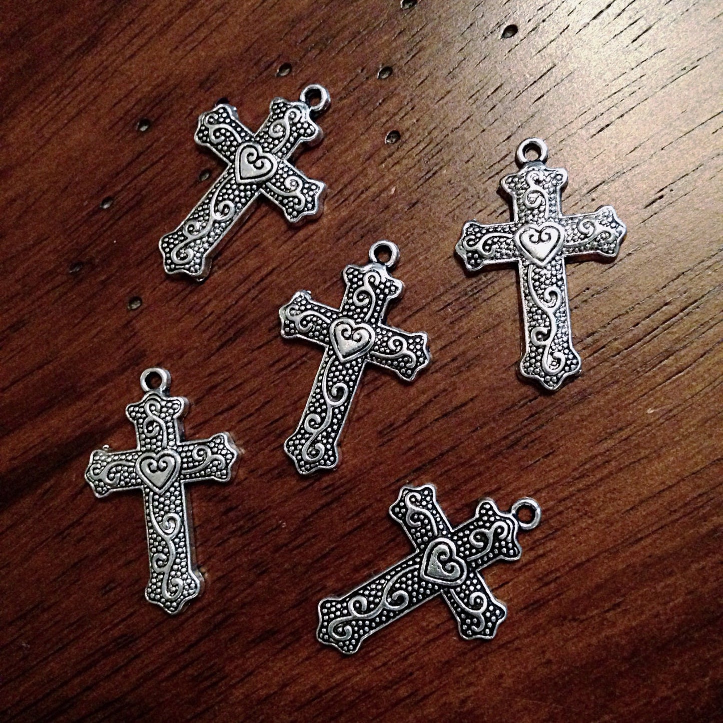 10 Cross Charms, Antique Silver Charms, Silver Cross Charms, Cross, Silver Cross, Crusafix Charms, Jewelry and Craft Supplies, Findings