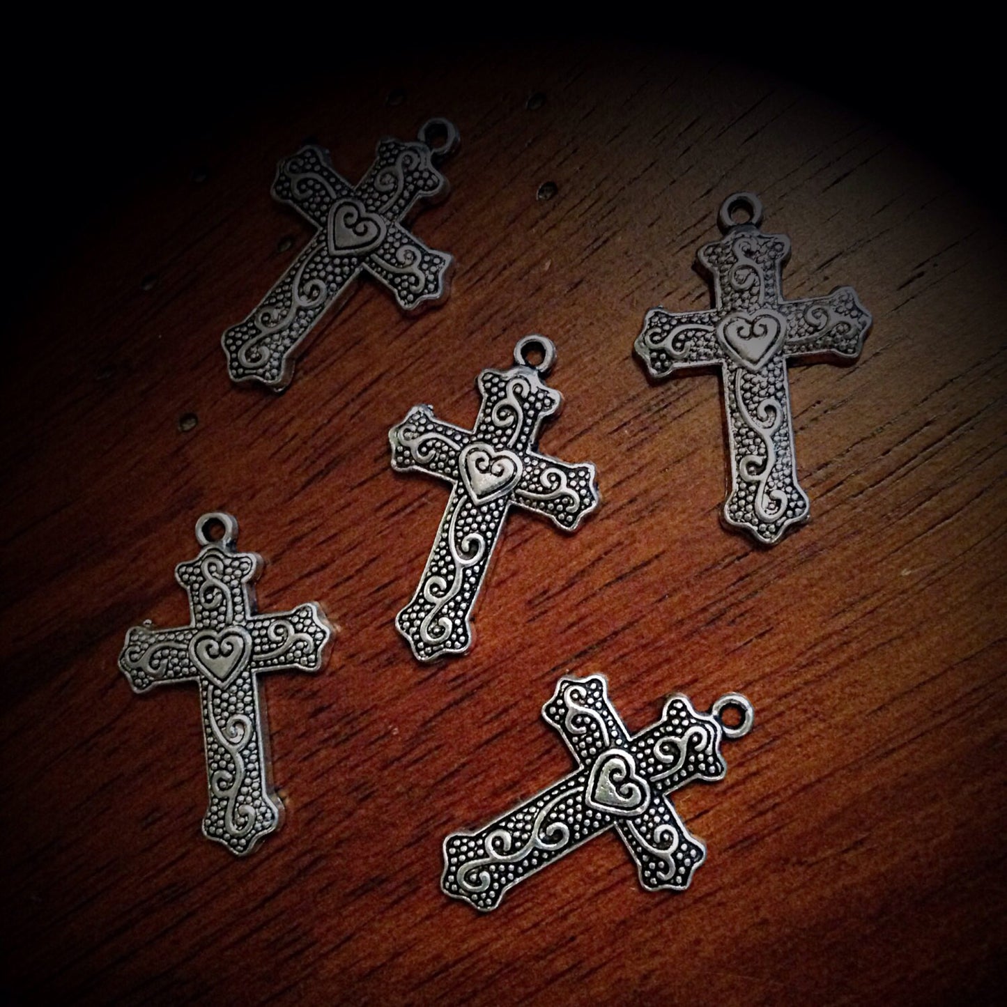 10 Cross Charms, Antique Silver Charms, Silver Cross Charms, Cross, Silver Cross, Crusafix Charms, Jewelry and Craft Supplies, Findings