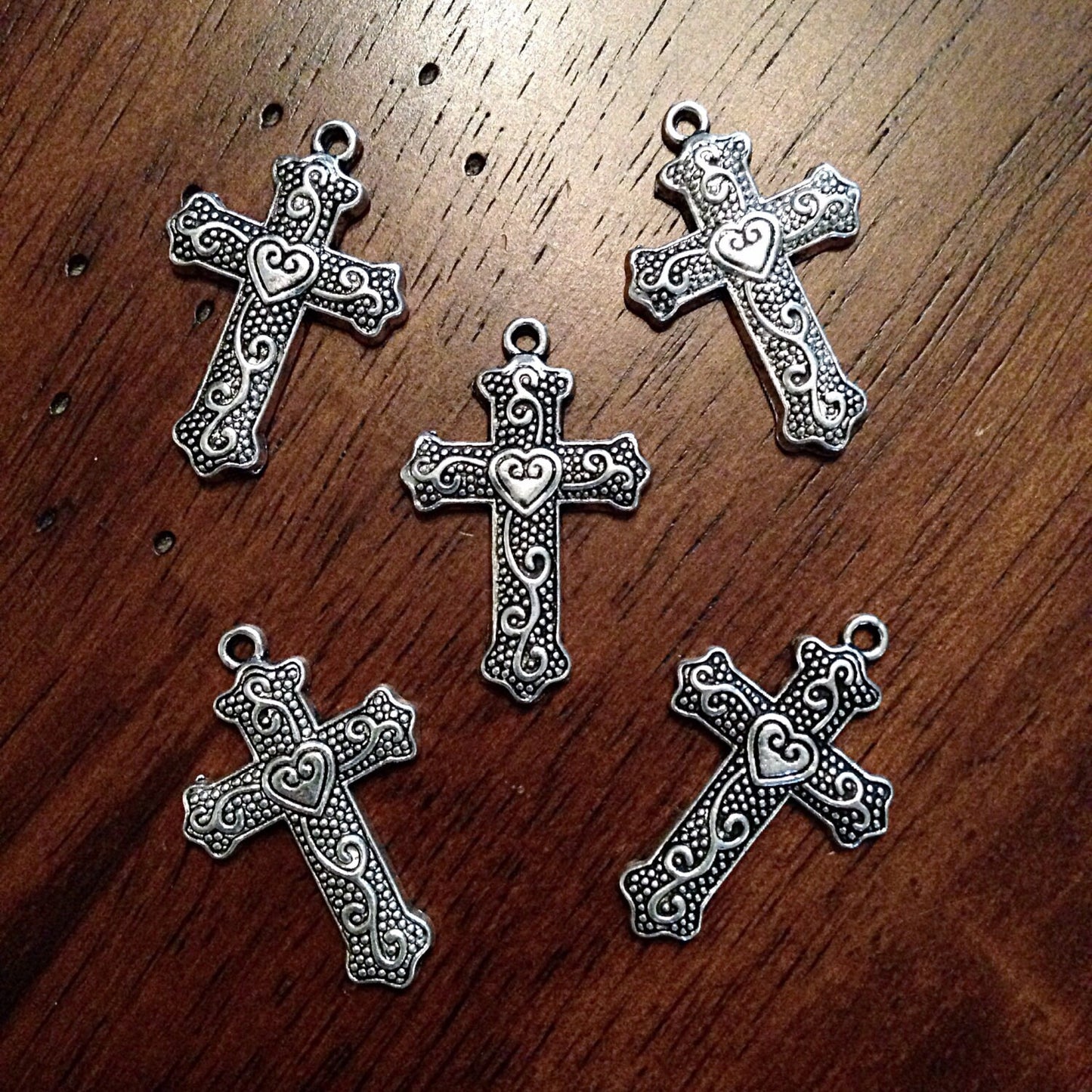 10 Cross Charms, Antique Silver Charms, Silver Cross Charms, Cross, Silver Cross, Crusafix Charms, Jewelry and Craft Supplies, Findings