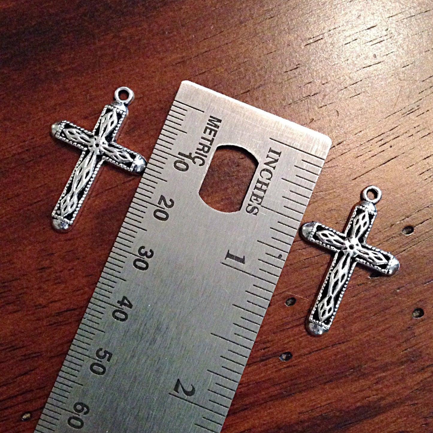 10 Antique Silver Charms, Silver Cross Charms, Jewelry Charms, Craft Supplies, Jewelry Supplies, Alloy Metal, Loose Charm, Findings