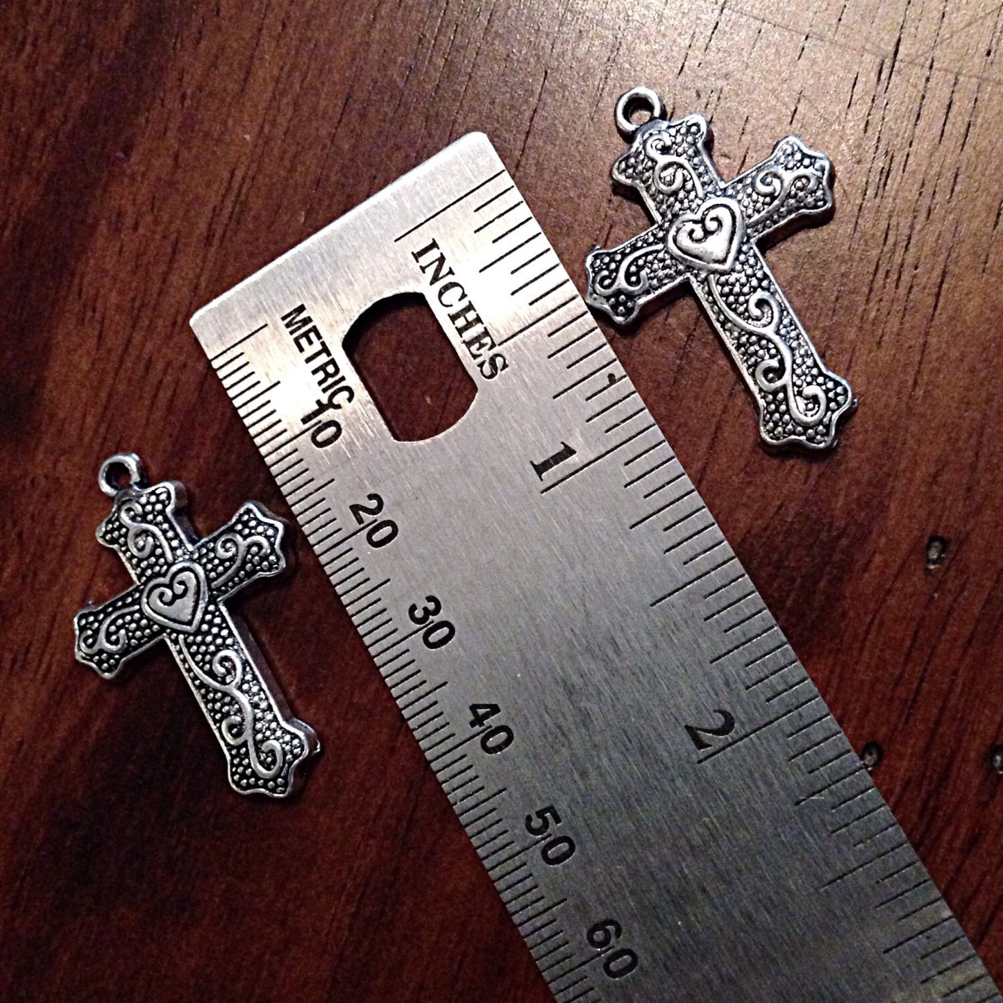 10 Cross Charms, Antique Silver Charms, Silver Cross Charms, Cross, Silver Cross, Crusafix Charms, Jewelry and Craft Supplies, Findings