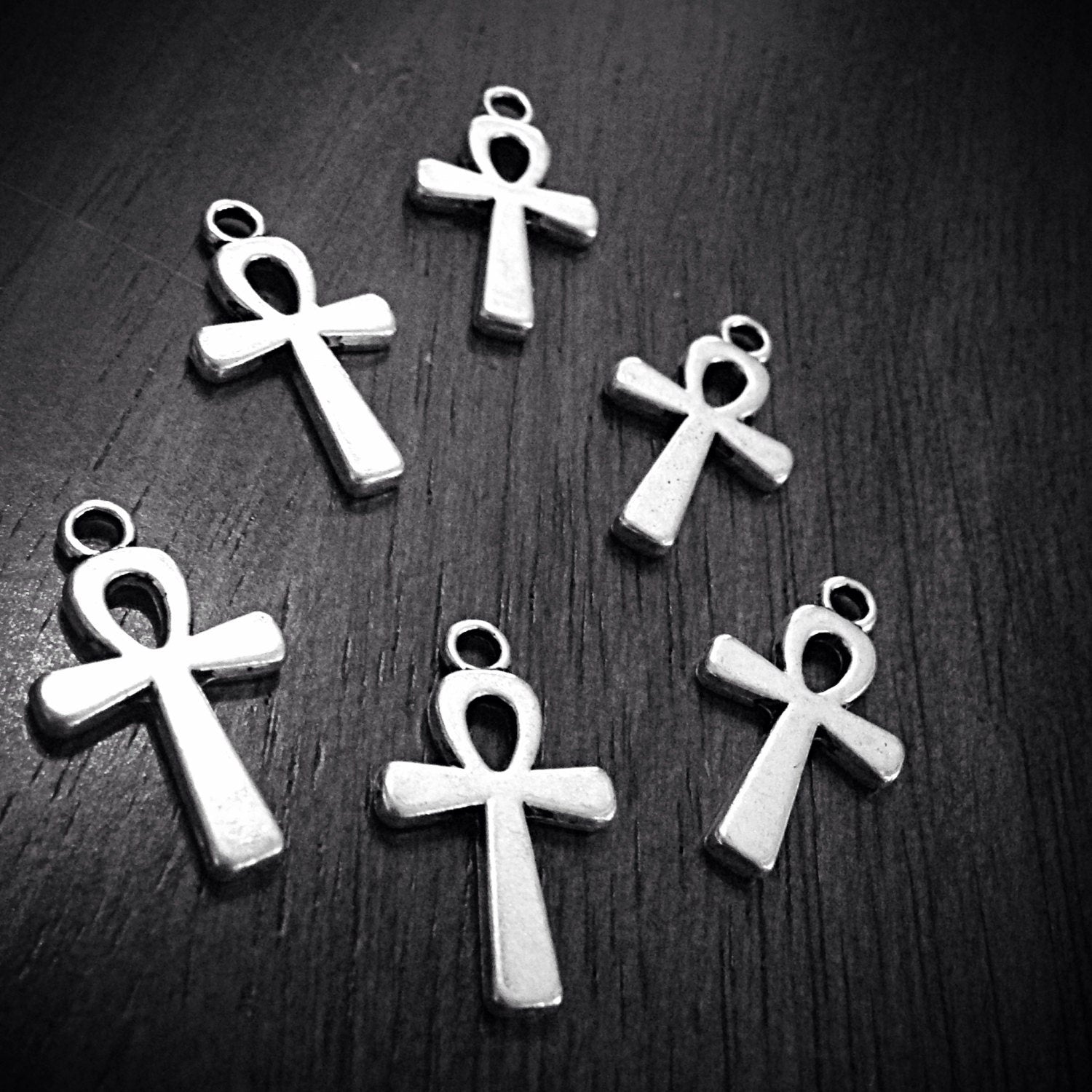 Ankh Charms, 10 Antique Silver Ankh Charms, Egyptian Anka Symbol Charm, Craft Supplies, Jewelry Supplies, Alloy Metal, Loose Charm, Findings