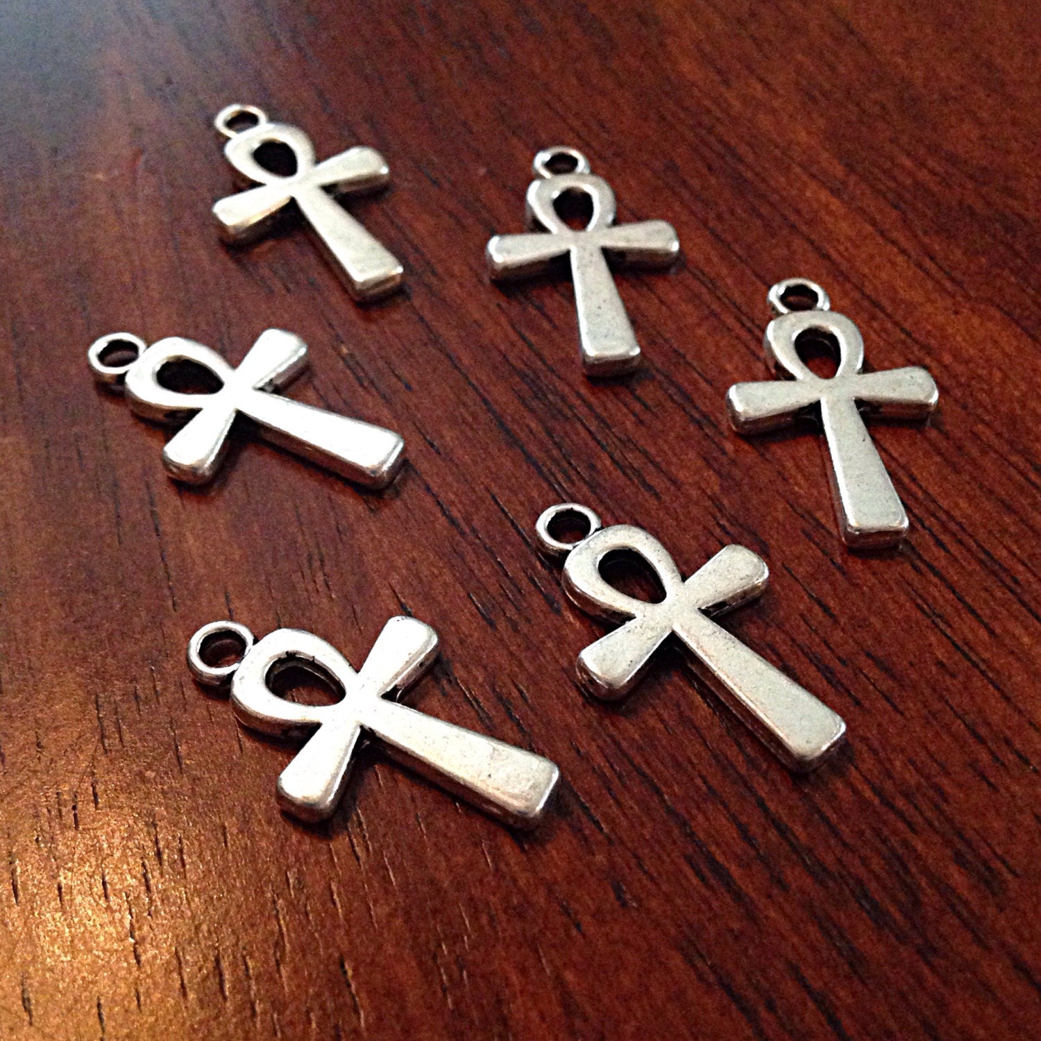 Ankh Charms, 10 Antique Silver Ankh Charms, Egyptian Anka Symbol Charm, Craft Supplies, Jewelry Supplies, Alloy Metal, Loose Charm, Findings