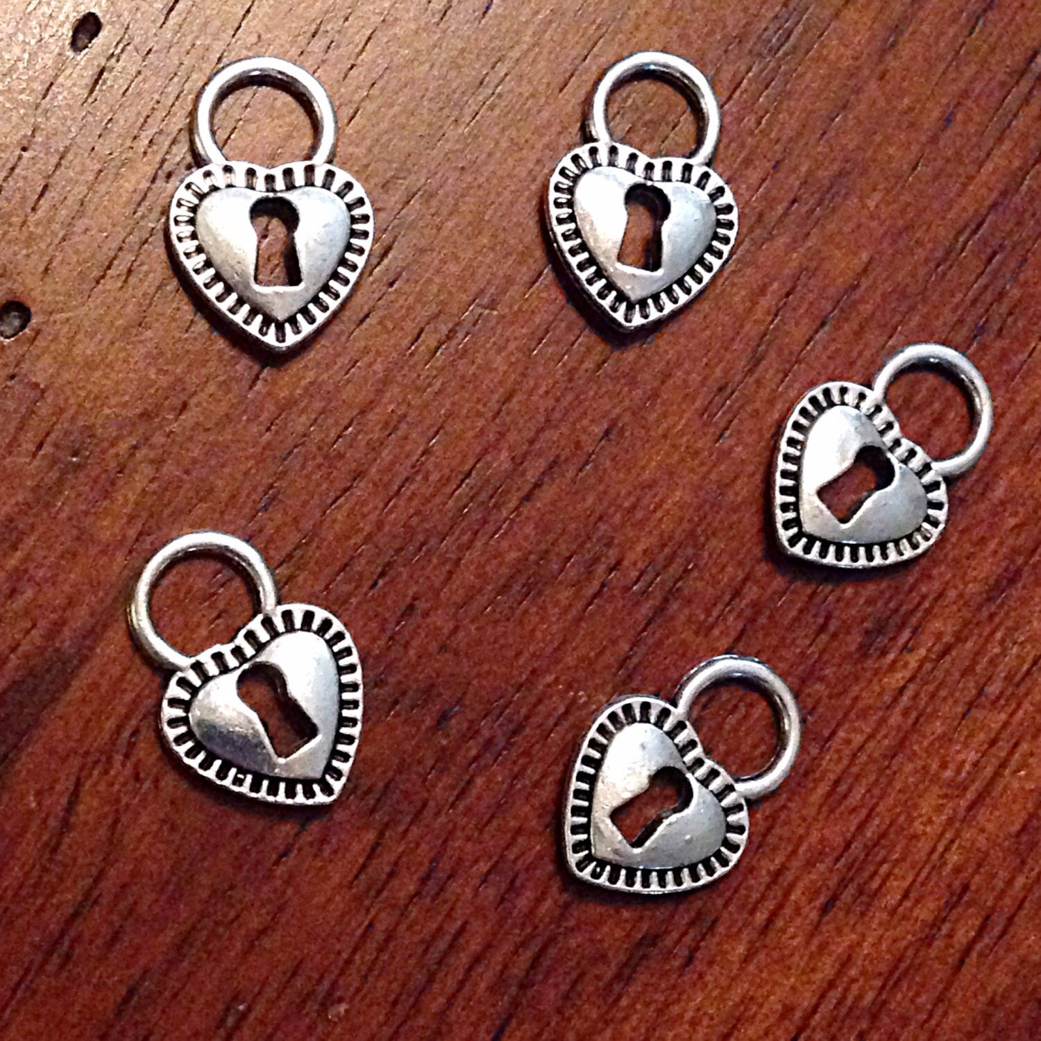 50pcs, Locket Charms, Antique Silver Charms, Lock & Key Charms, Love Charms, Heart Charms, Silver Heart Charms, Valentine Charms, Findings