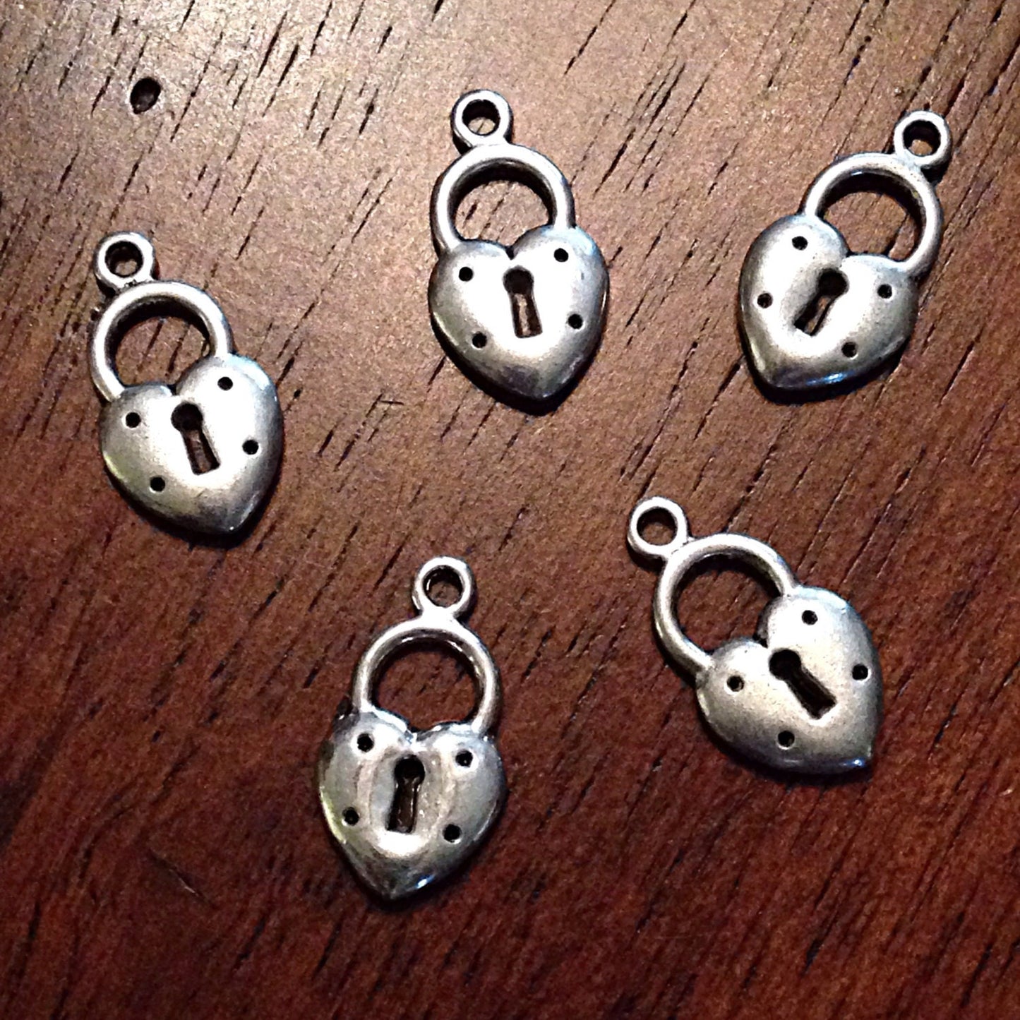 20pcs, Heart Locket Charms, Antique Silver Locket Charms, Double Sided Heart Charms, Locket Charms, Padlock Charms, Love Charms, Findings