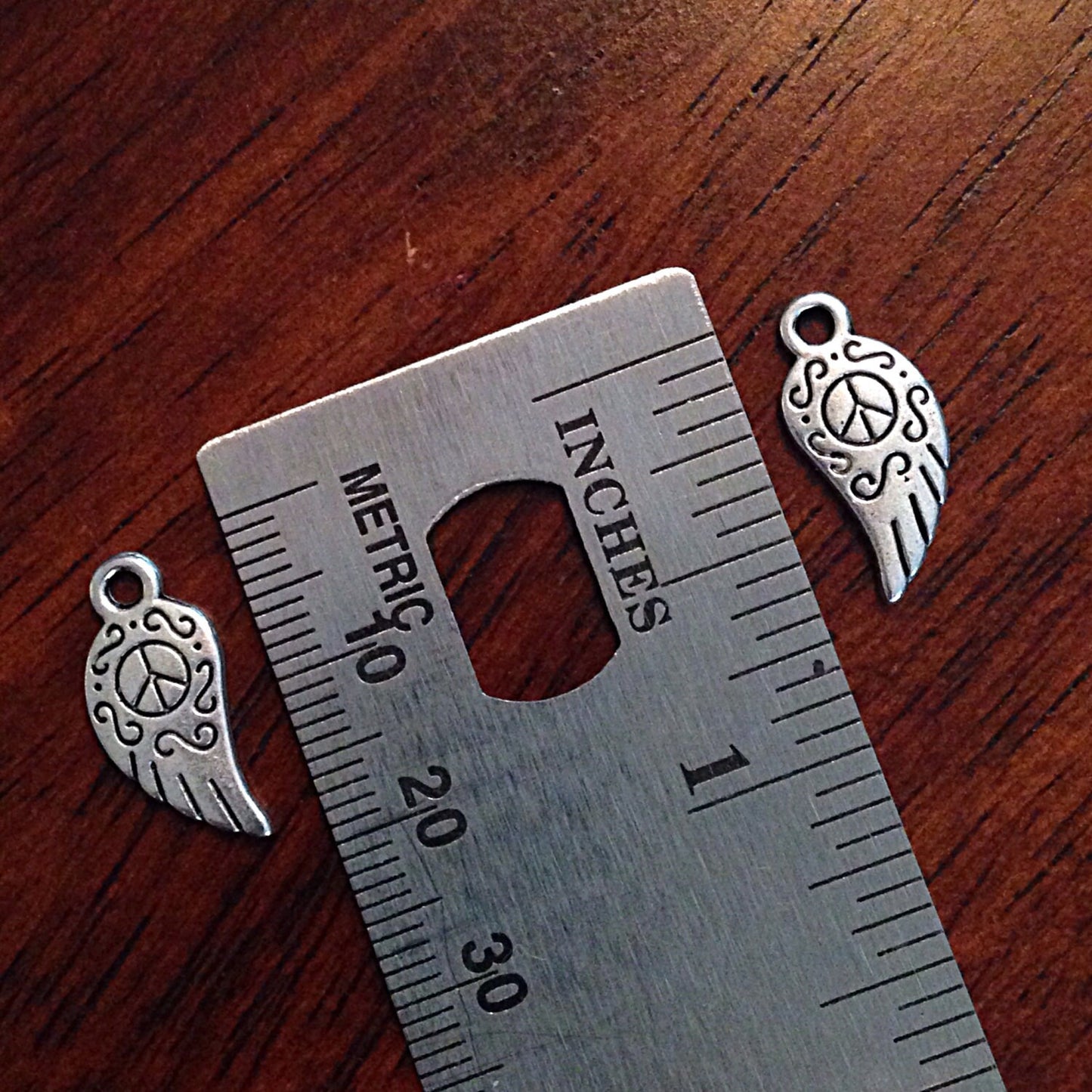 Bulk 25, Peace Sign Charms, Antique Silver Charms, Silver Peace Charms, Yoga Charms, Angel Wing Charms, Jewelry and Craft Supplies, Findings