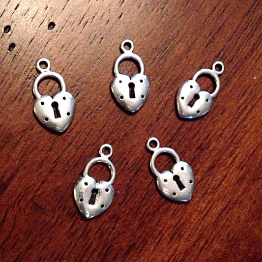20pcs, Heart Locket Charms, Antique Silver Locket Charms, Double Sided Heart Charms, Locket Charms, Padlock Charms, Love Charms, Findings
