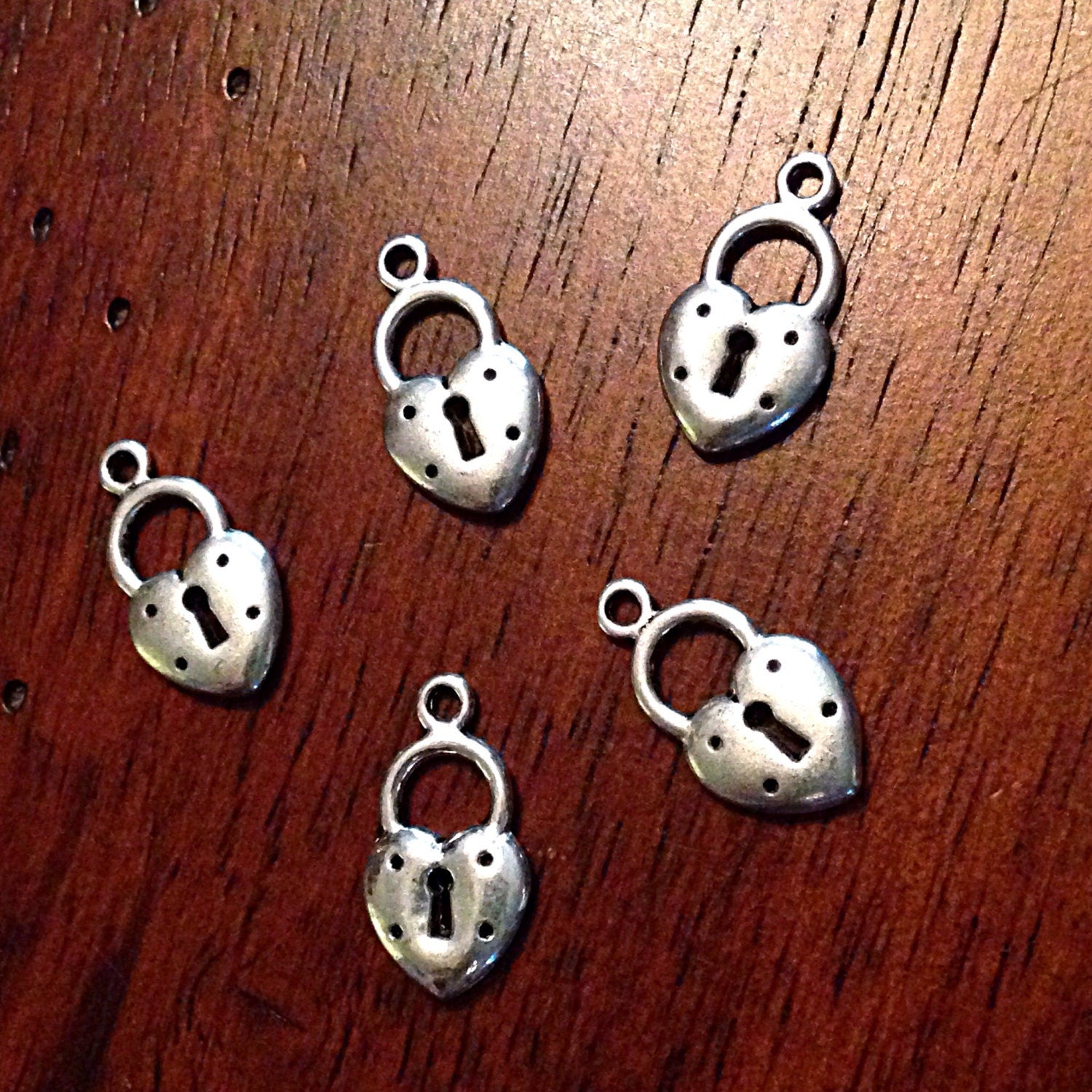 20pcs, Heart Locket Charms, Antique Silver Locket Charms, Double Sided Heart Charms, Locket Charms, Padlock Charms, Love Charms, Findings