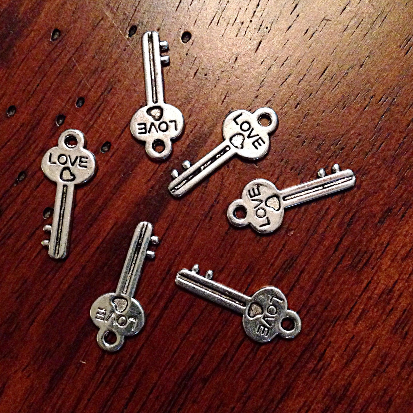 25pcs, Locket Key Charms, Antique Silver Charms, Silver Key Charms, Key and Lock Charms, Love Charms, Craft and Jewelry Supplies, Findings