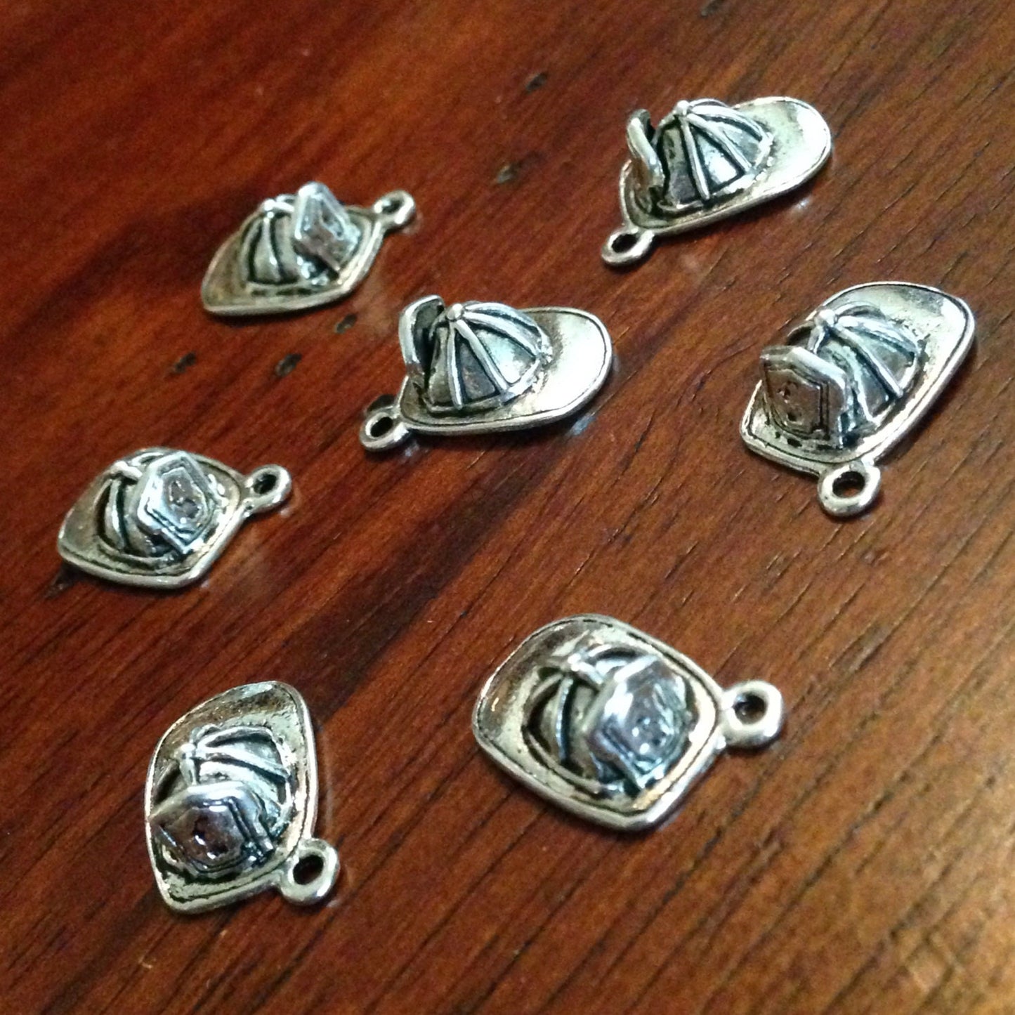 12pcs, Fireman Helmet Charms, Antique Silver Charms, 3D Charms, EMT Charms, Fire Fighter Charms, Fireman Hat Charms, Fire Department Charms