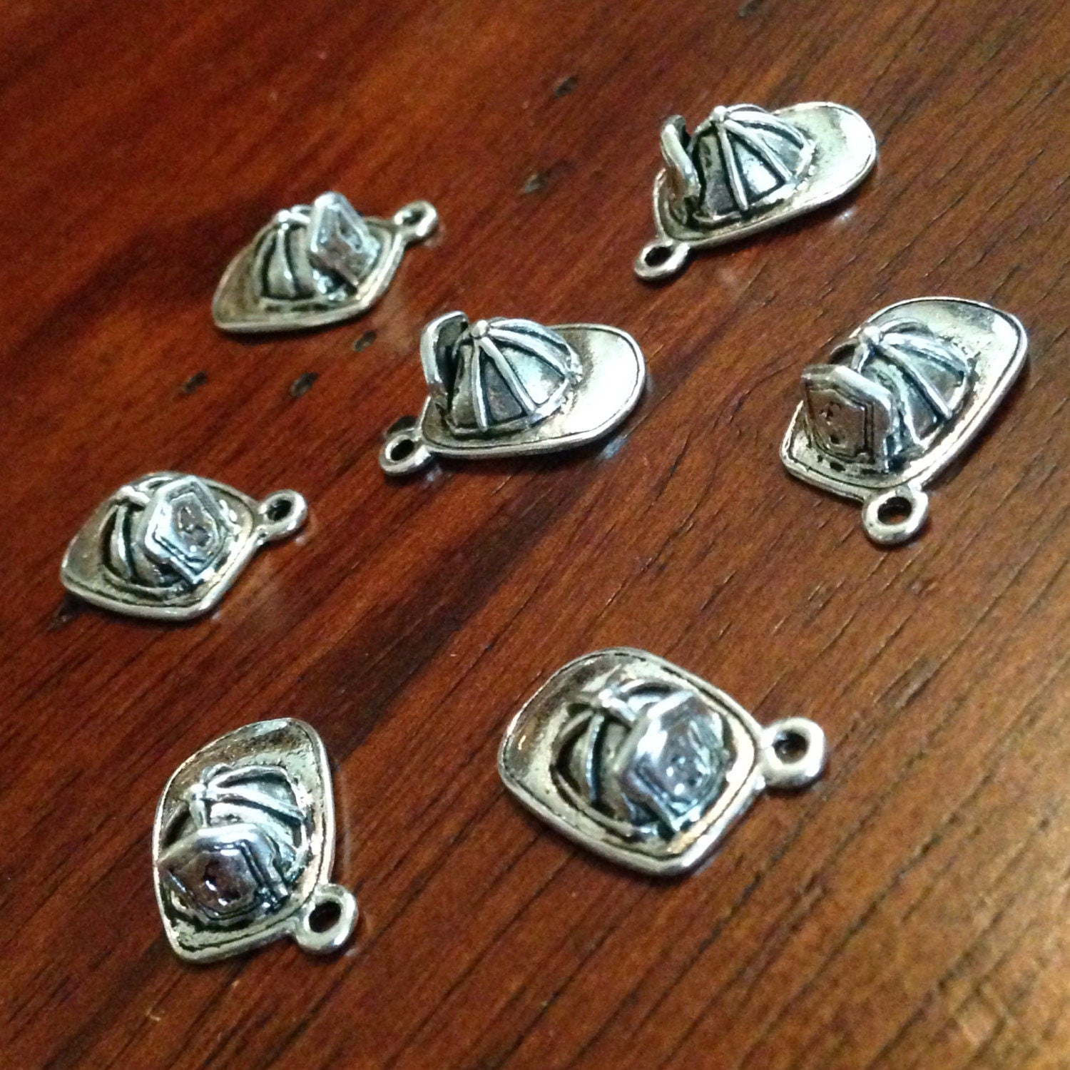 12pcs, Fireman Helmet Charms, Antique Silver Charms, 3D Charms, EMT Charms, Fire Fighter Charms, Fireman Hat Charms, Fire Department Charms