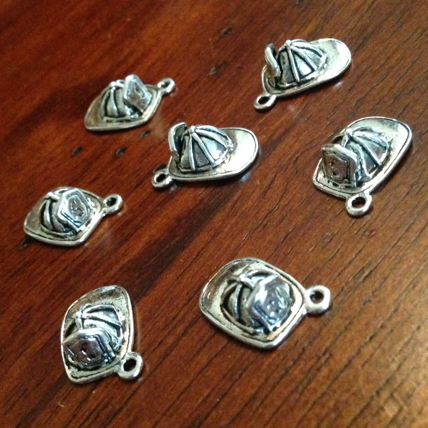12pcs, Fireman Helmet Charms, Antique Silver Charms, 3D Charms, EMT Charms, Fire Fighter Charms, Fireman Hat Charms, Fire Department Charms