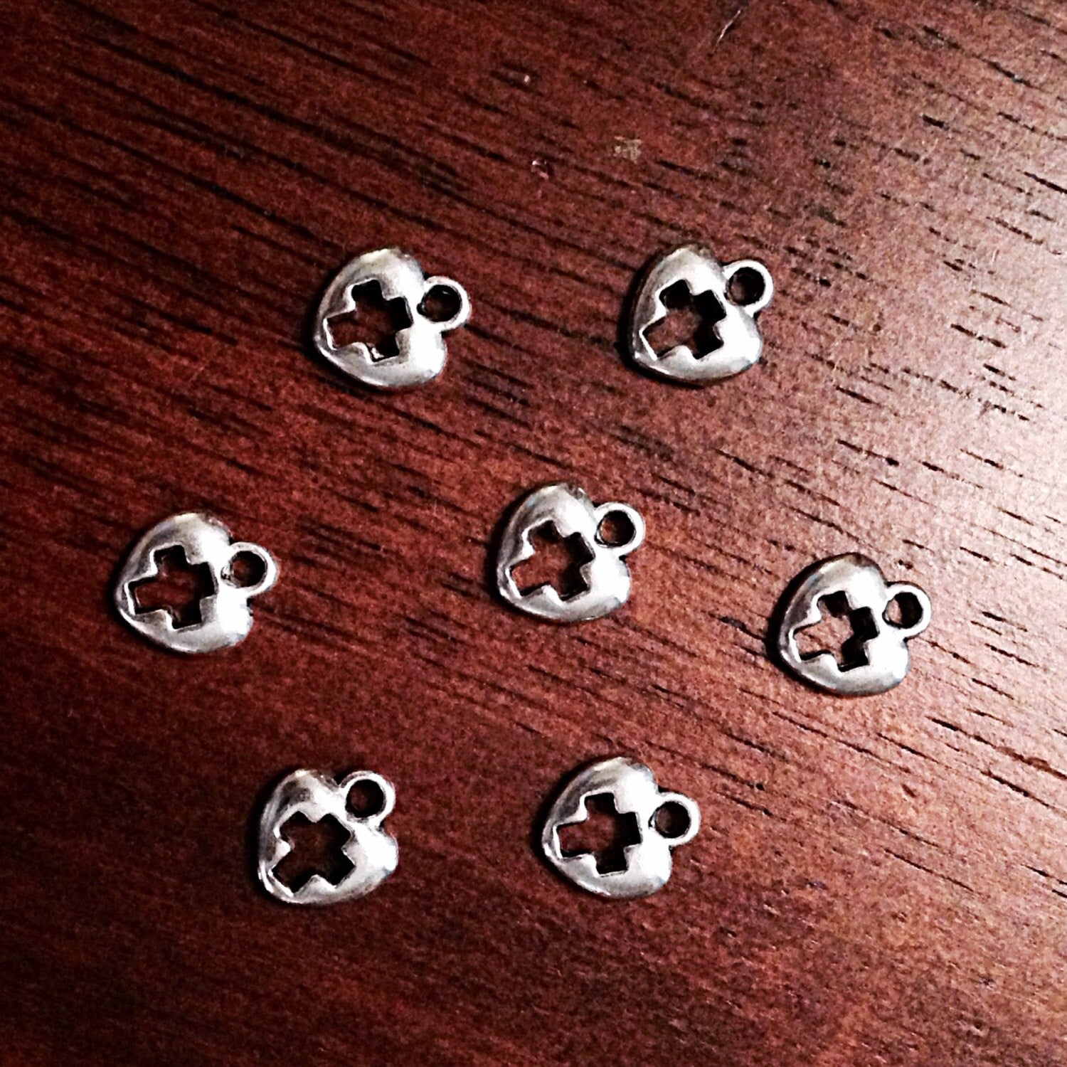 Medical Charms, 25pcs, Cross Charms,First Aid Charms, Heart Charms, Inside Cross Charms, Double Sided Cross, Medical Cross Charms, Findings