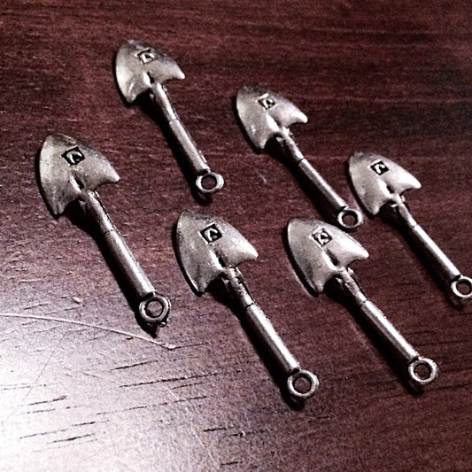 10 Fireman Charms, Antique Silver Charms, Shovel Charms, Fire Department Charms, Shovel Pendants, Tools Charm, Craft and Jewelry Supplies 