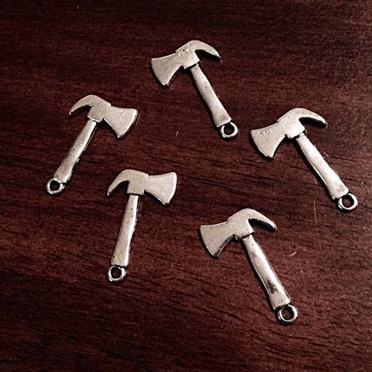 Bulk 40, Axe Charms, Fireman Charms, Antique Silver Axe Charms, Fire Dept Charms, Fireman Axe Charms, Findings, Jewelry and Craft Supplies