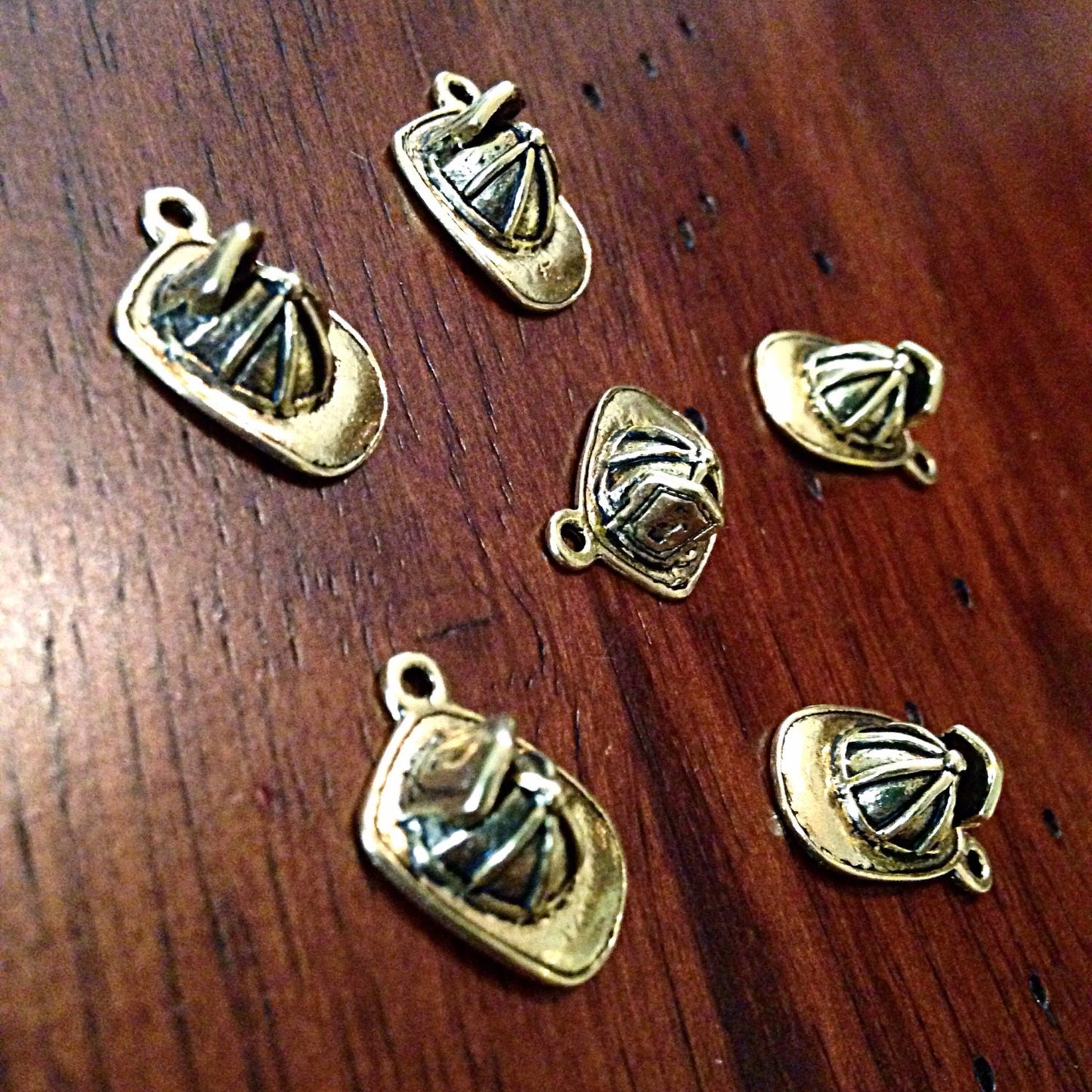 12pcs, Fireman Helmets, Antique Gold Fire Fighter Charms, Gold Tone Helmet Charms, Fire Department Charms, Craft Supplies & Findings