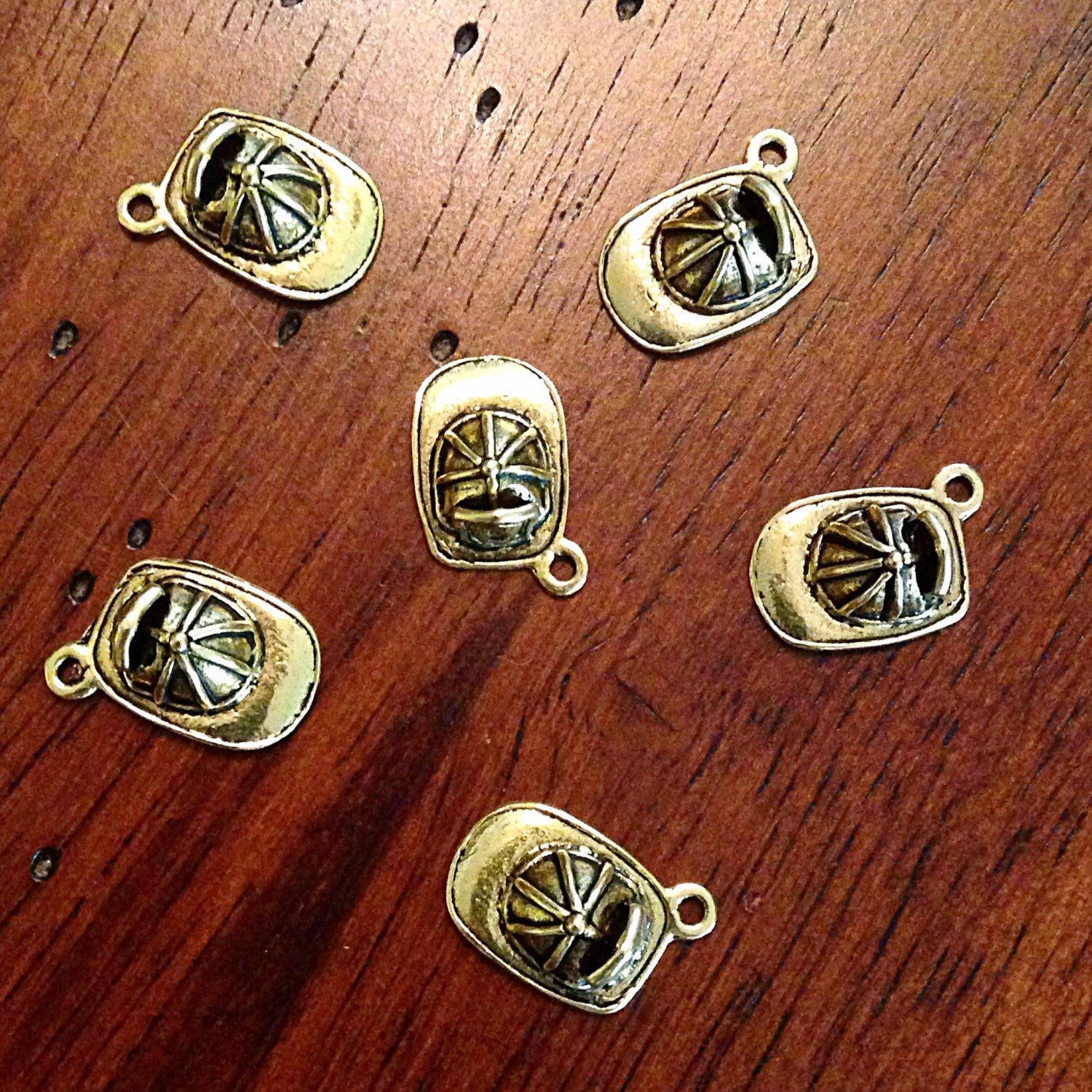 25pcs, Fireman Helmets, Antique Gold Fire Fighter Charms, Gold Tone Helmet Charms, Fire Department Charms, Craft Supplies & Findings