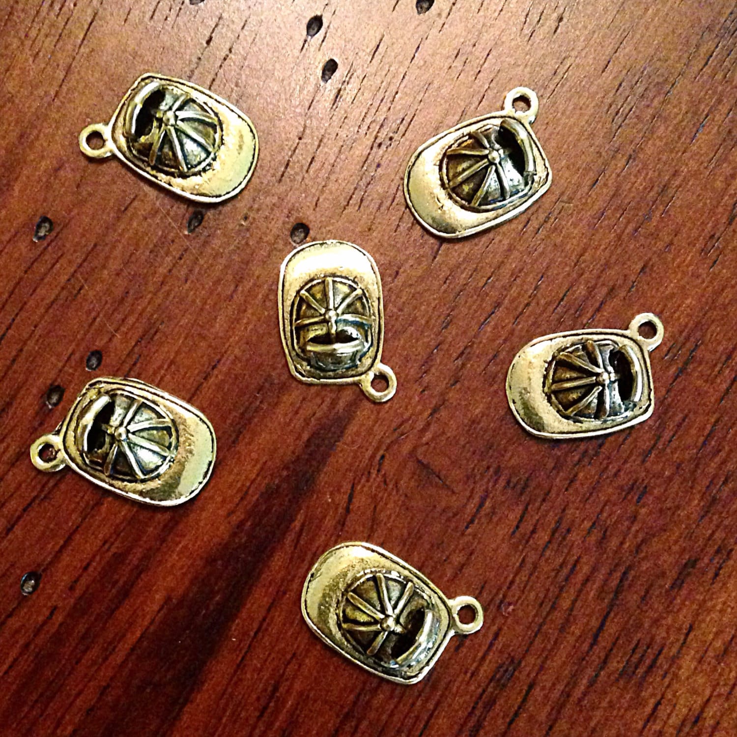 12pcs, Fireman Helmets, Antique Gold Fire Fighter Charms, Gold Tone Helmet Charms, Fire Department Charms, Craft Supplies & Findings
