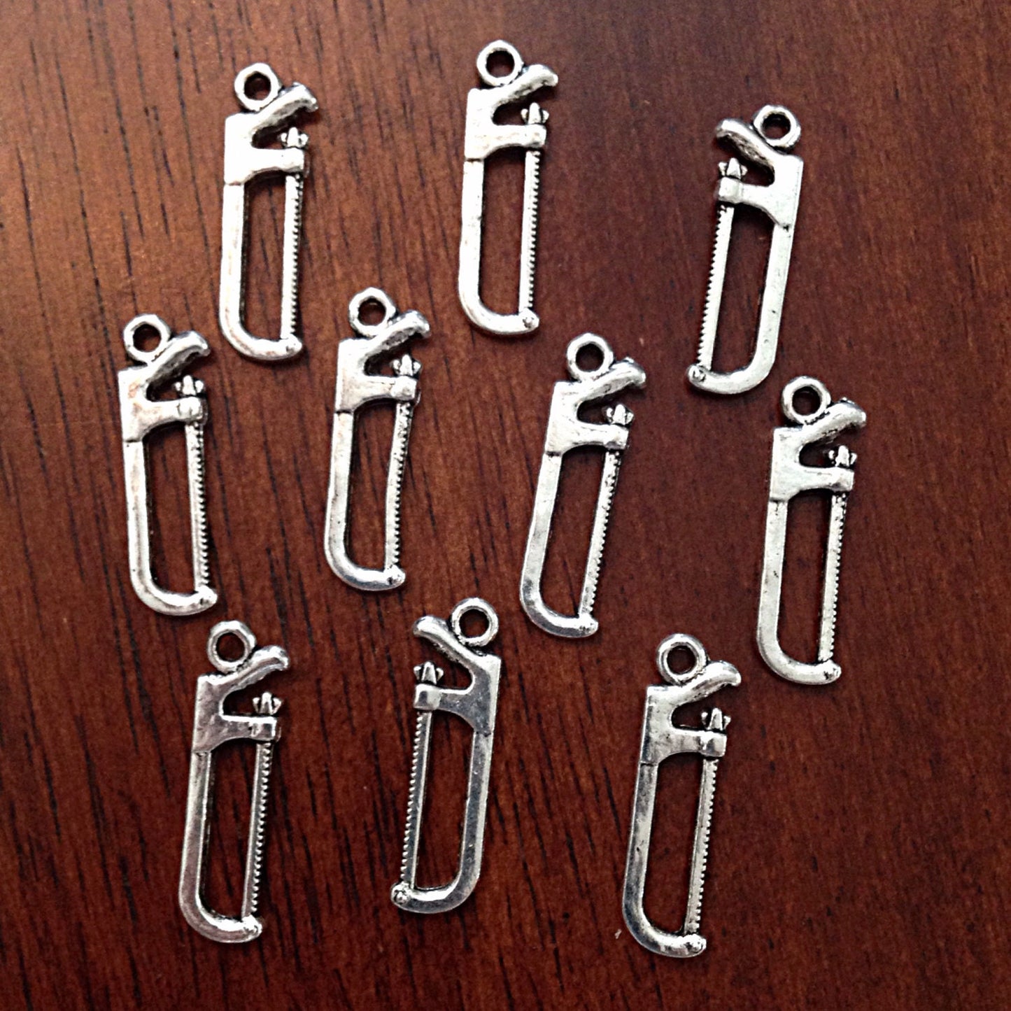25pcs, Hack Saw Charms, Antique Silver Charms, Saw Charms, Consrtuction Chams, Man Cave Charms, Findings, Jewelry and Craft Supplies