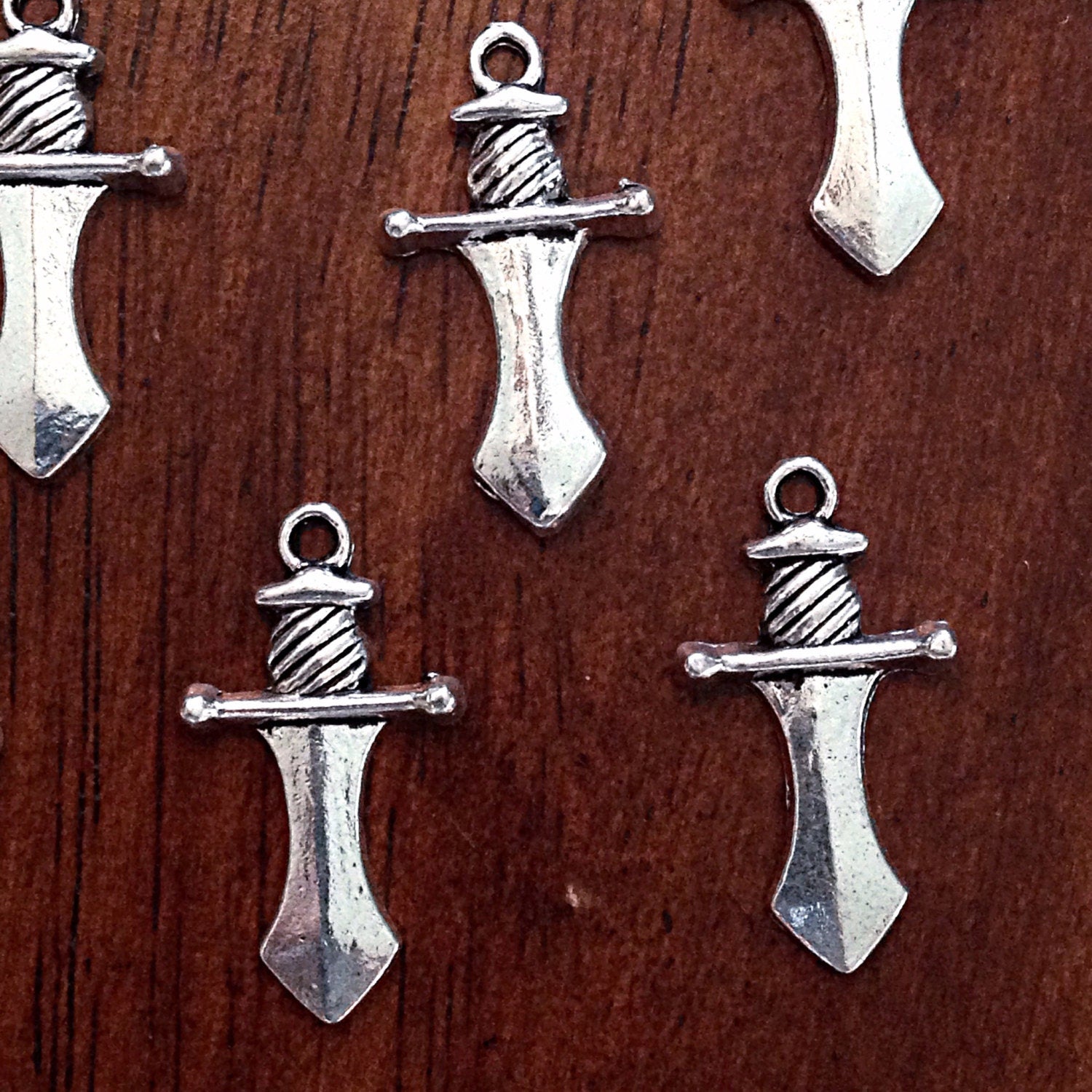 12 Sword Charms, Antique Silver Charms, Full Armor of God Charms, Sword of the Spirit Charms, Findings, Craft and Jewelry Supplies