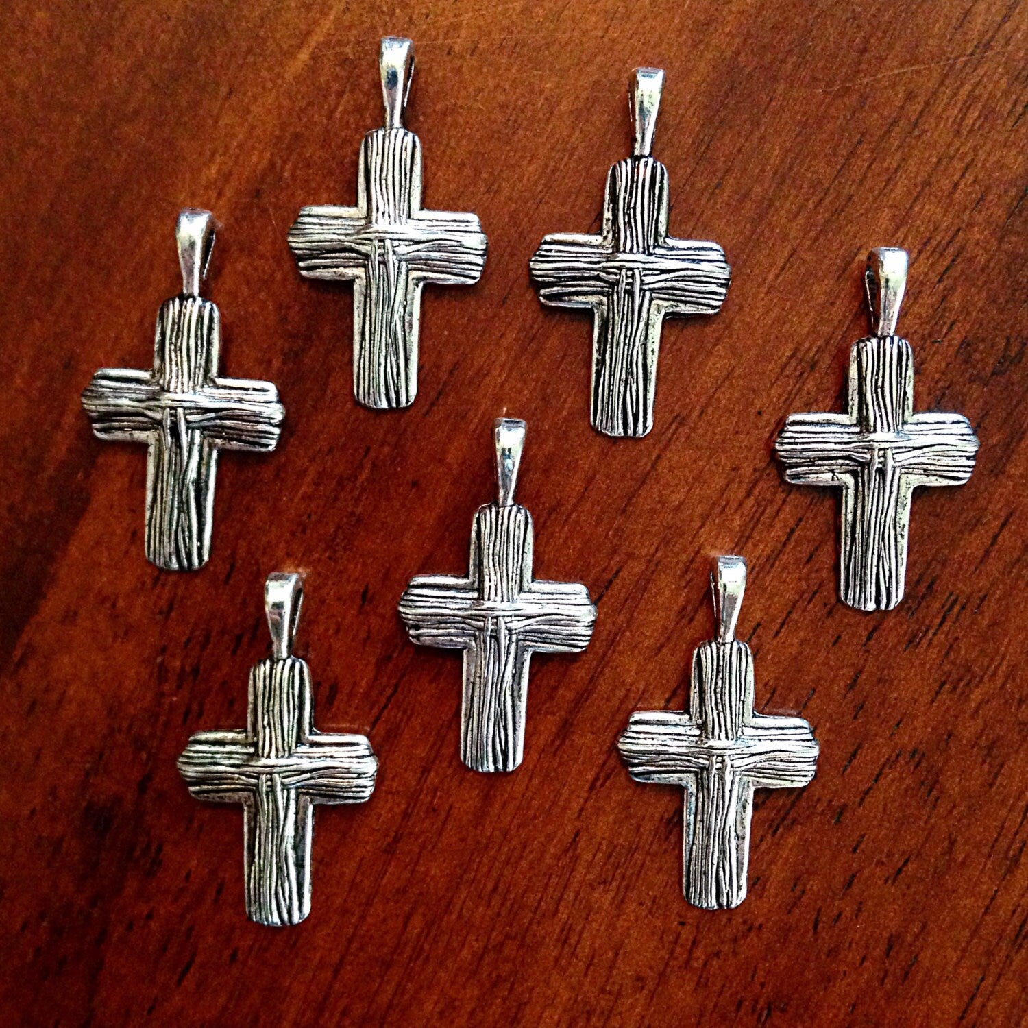 10 Cross Charms, Antique Silver Charms, Silver Cross Charms, Cross, Silver Cross, Crusafix Charms, Jewelry and Craft Supplies, Findings