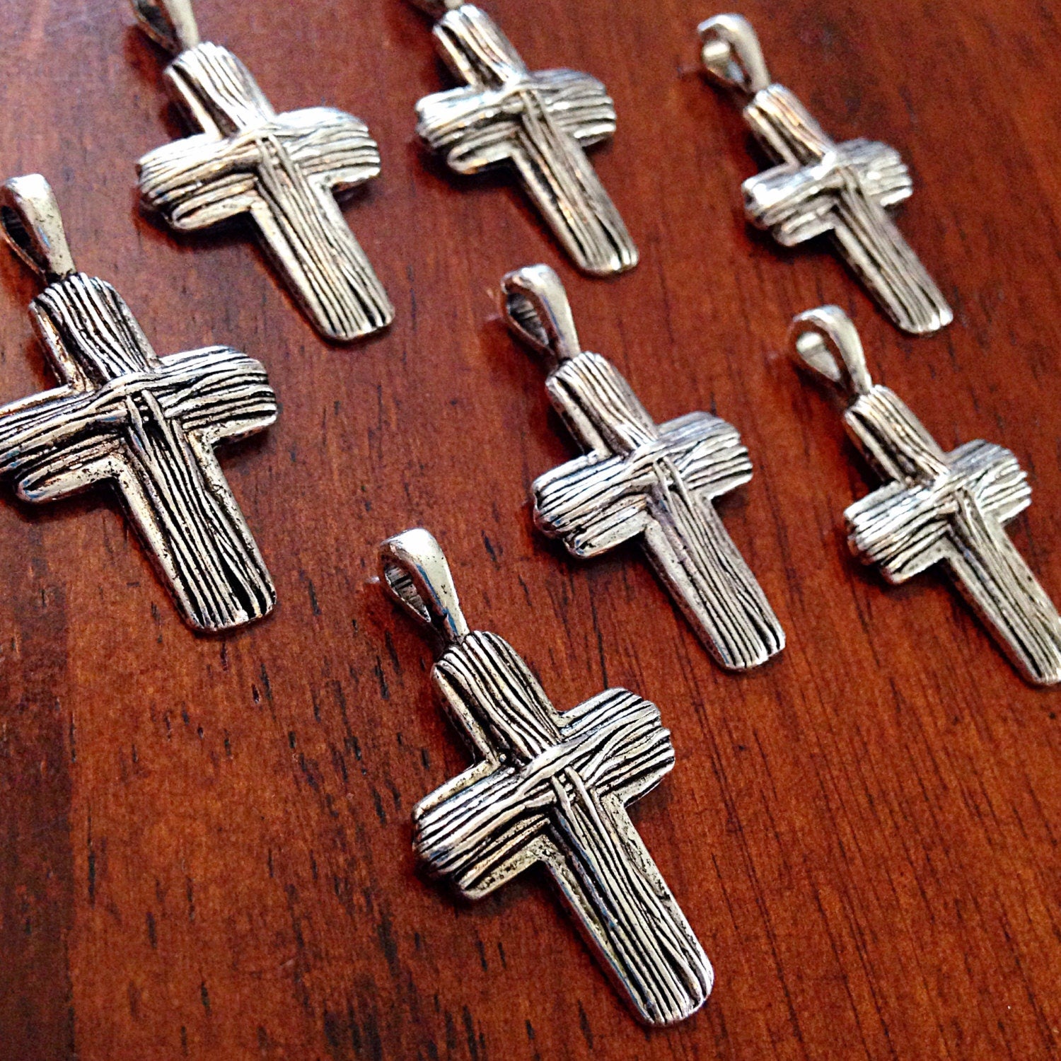 15 Cross Charms, Antique Silver Charms, Silver Cross Charms, Cross, Silver Cross, Crusafix Charms, Jewelry and Craft Supplies, Findings