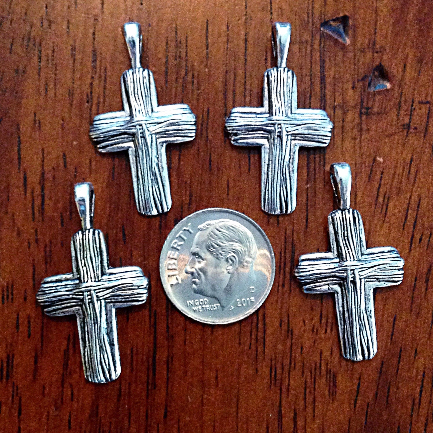 15 Cross Charms, Antique Silver Charms, Silver Cross Charms, Cross, Silver Cross, Crusafix Charms, Jewelry and Craft Supplies, Findings