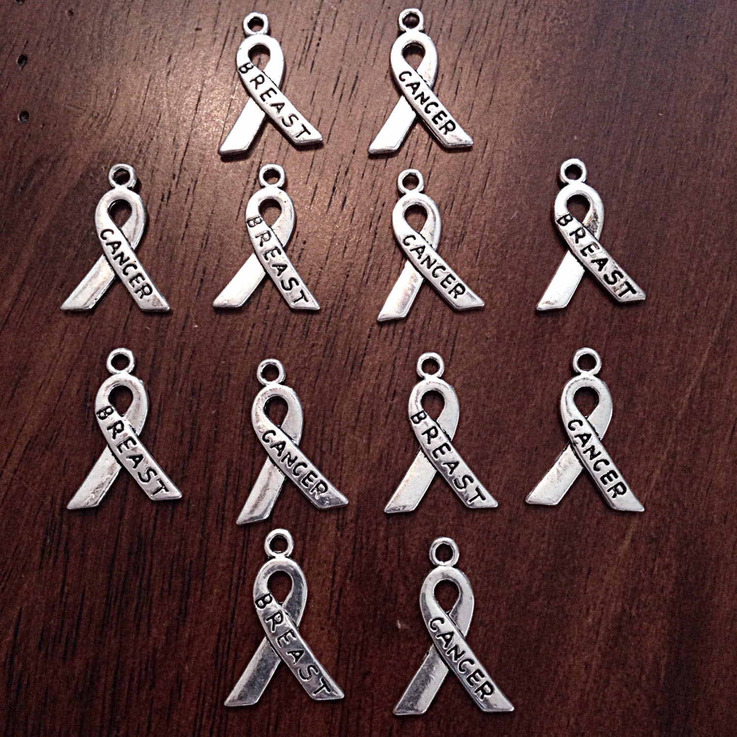 25pcs, Breast Cancer Ribbon Charms, Cancer Ribbon Charms, Breast Ribbon Charms, Hope Ribbon Charms, Findings, Jewelry Supplies