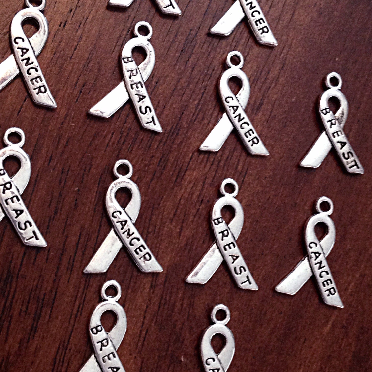 25pcs, Breast Cancer Ribbon Charms, Cancer Ribbon Charms, Breast Ribbon Charms, Hope Ribbon Charms, Findings, Jewelry Supplies
