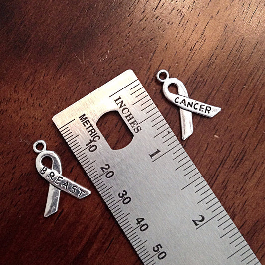 25pcs, Breast Cancer Ribbon Charms, Cancer Ribbon Charms, Breast Ribbon Charms, Hope Ribbon Charms, Findings, Jewelry Supplies