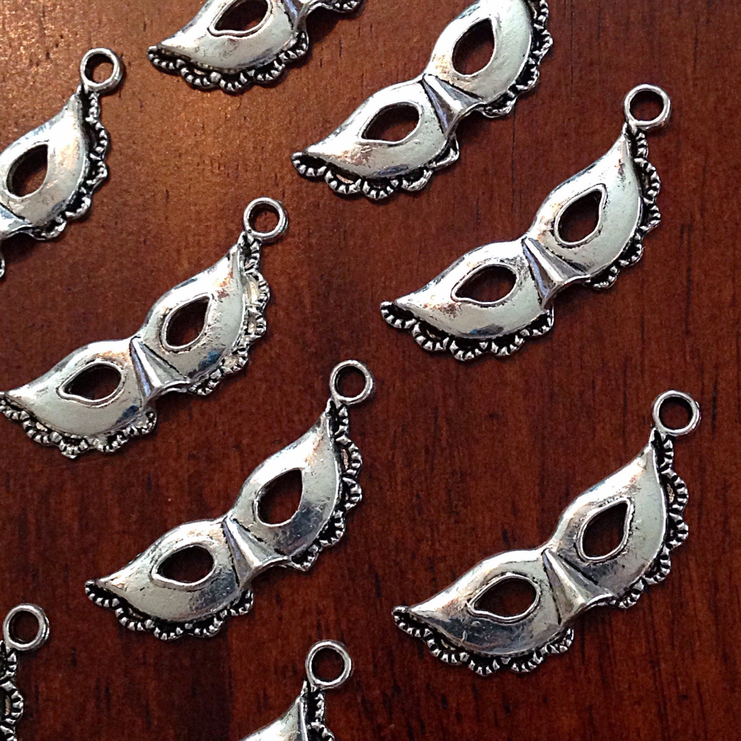 40pcs Mask Charms, Mardi Gras Mask Charms, Antique Silver Mask Charms, Masquerade Charms, New Orleans Mardi Gras Charms, Finding